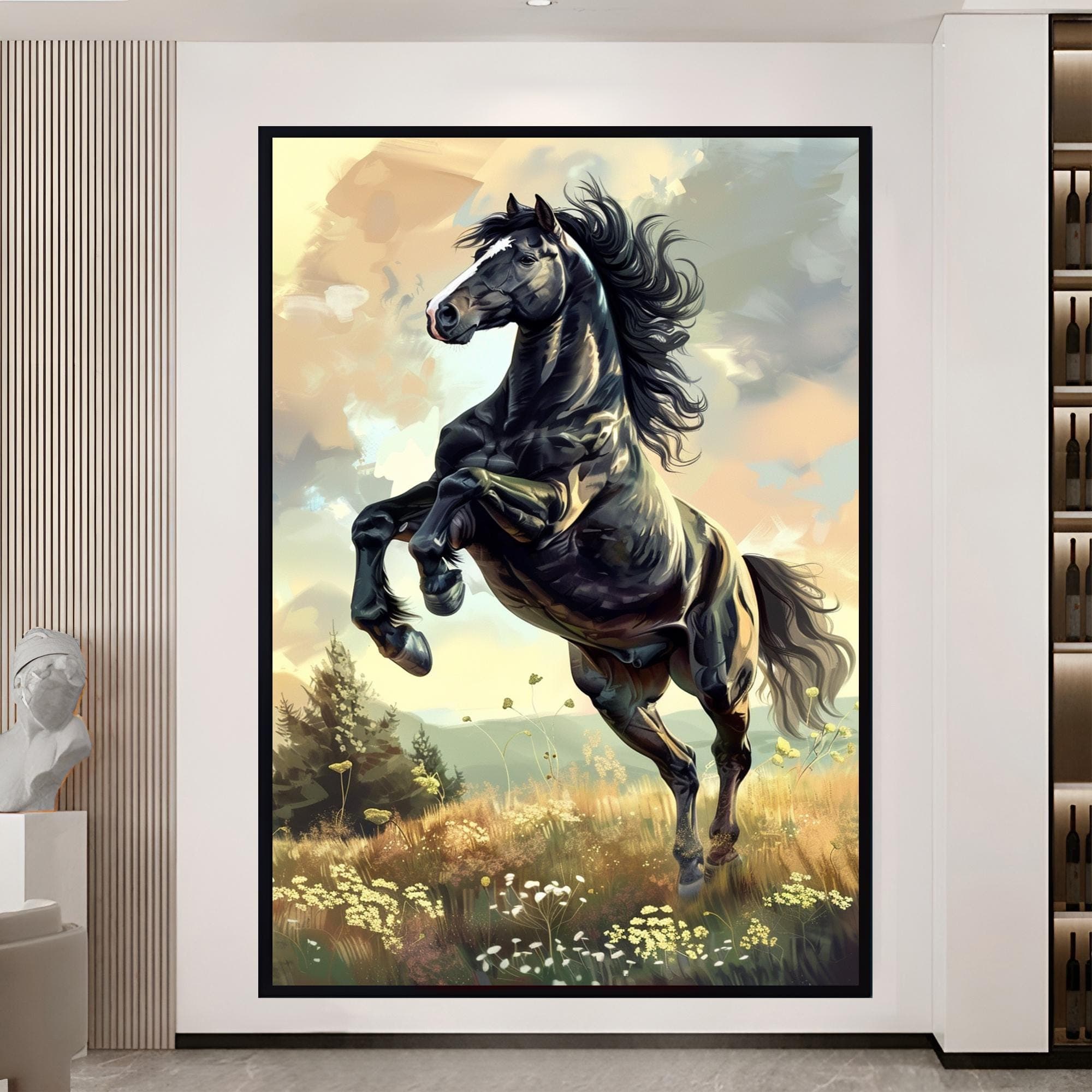 Black Horse Decor Horse Canvas Decor Horse Lover Gift Equestrian Art Extra Large Art Farmhouse Wall Art interior Decor Gift idea Home decor