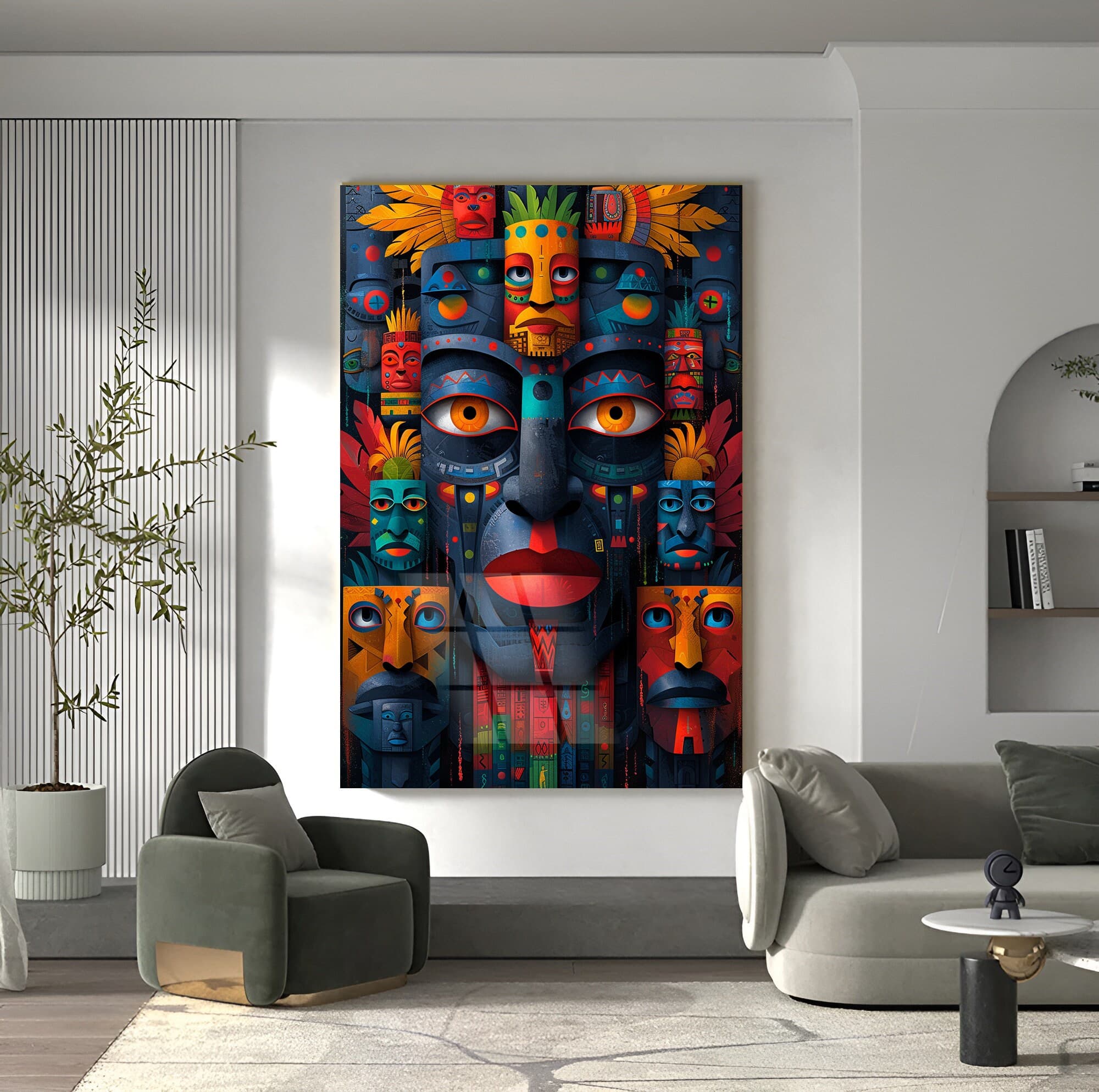 ancient african decor African symbols Tribal wall art Tempered Glass wall Art Fashion wall decor modern glass art glass print large artwork - image 3