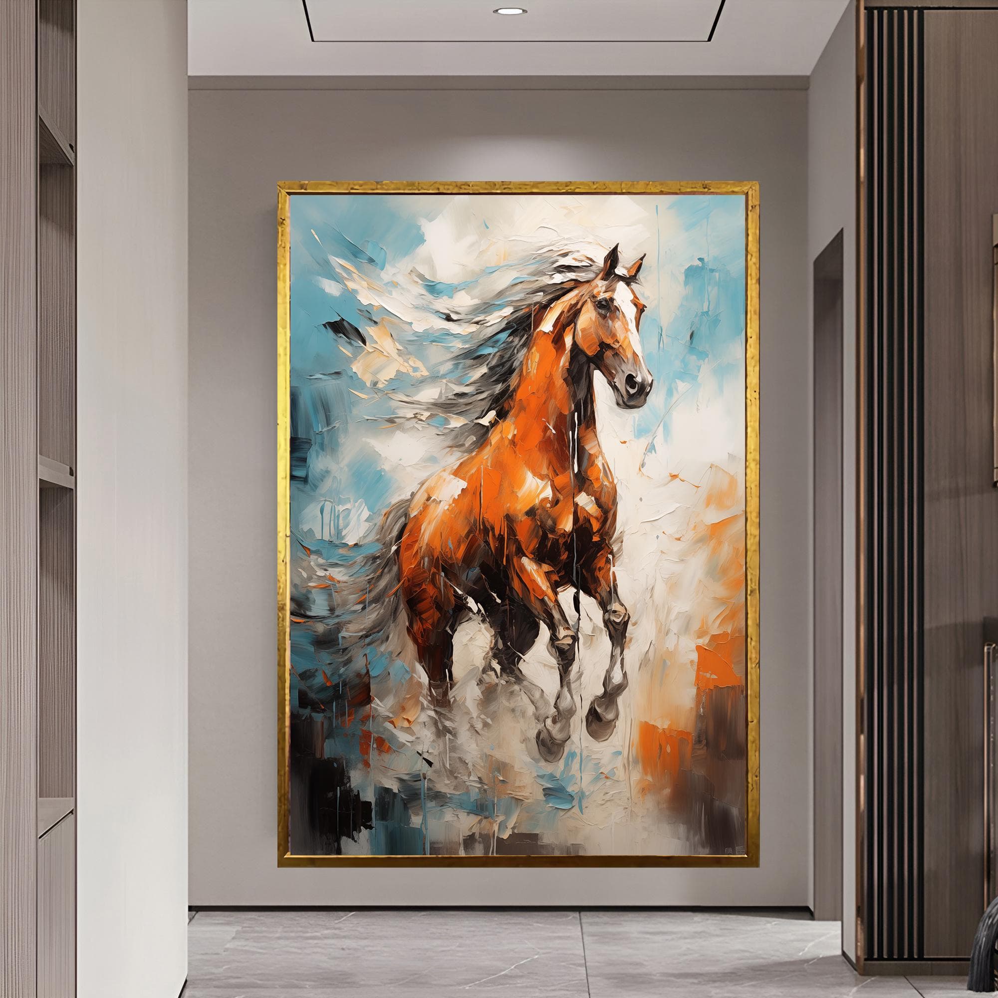Horse Painting Running Horse Art Horse Gift İdea Large Horse Decor Modern Home Decor Office Design Animal Art Decor Farmhouse Wall Art