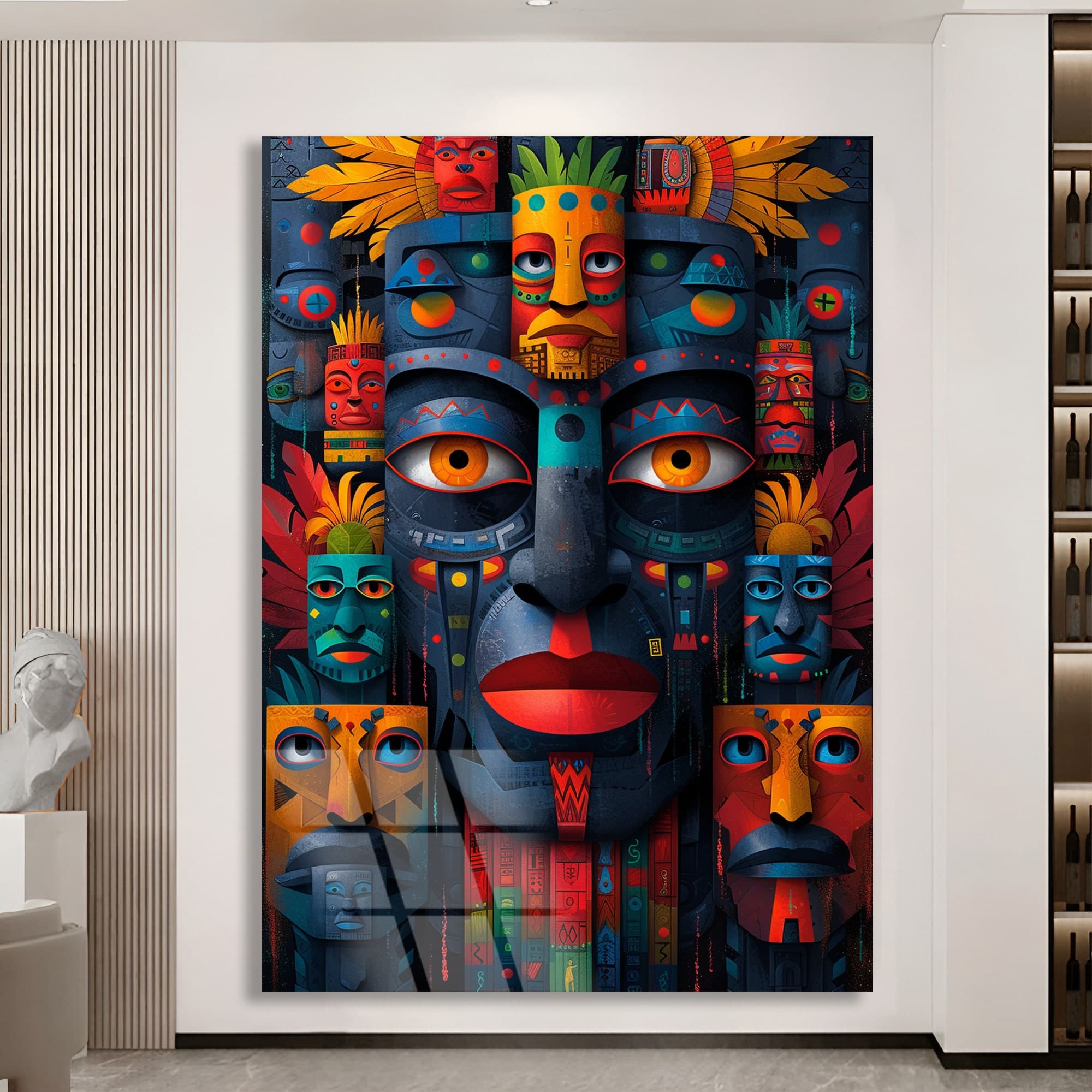 ancient african decor African symbols Tribal wall art Tempered Glass wall Art Fashion wall decor modern glass art glass print large artwork - image 5