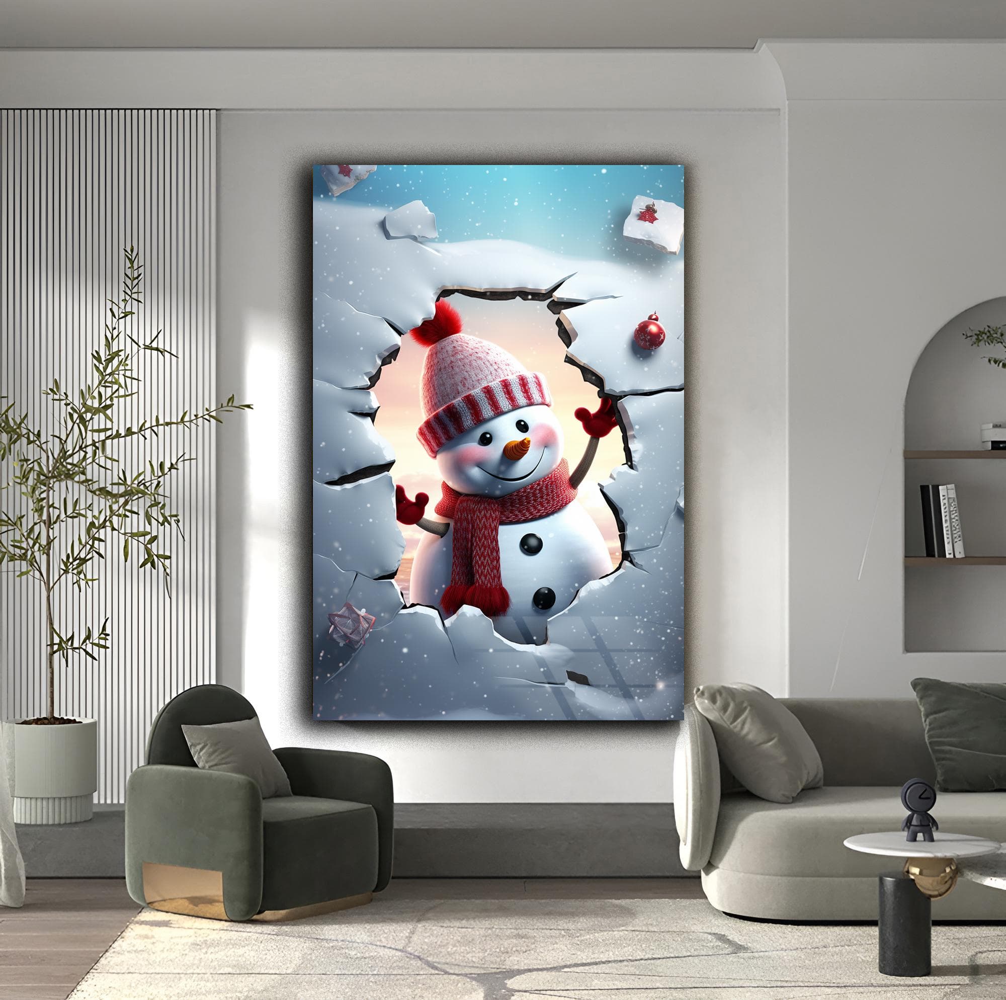 Winter Landscape Art Snowman Decor Nursery Decor Gift for Kids Baby Room Decor Tempered Glass Art Garden Decor Framed Wall Art Birthday Gift - image 4