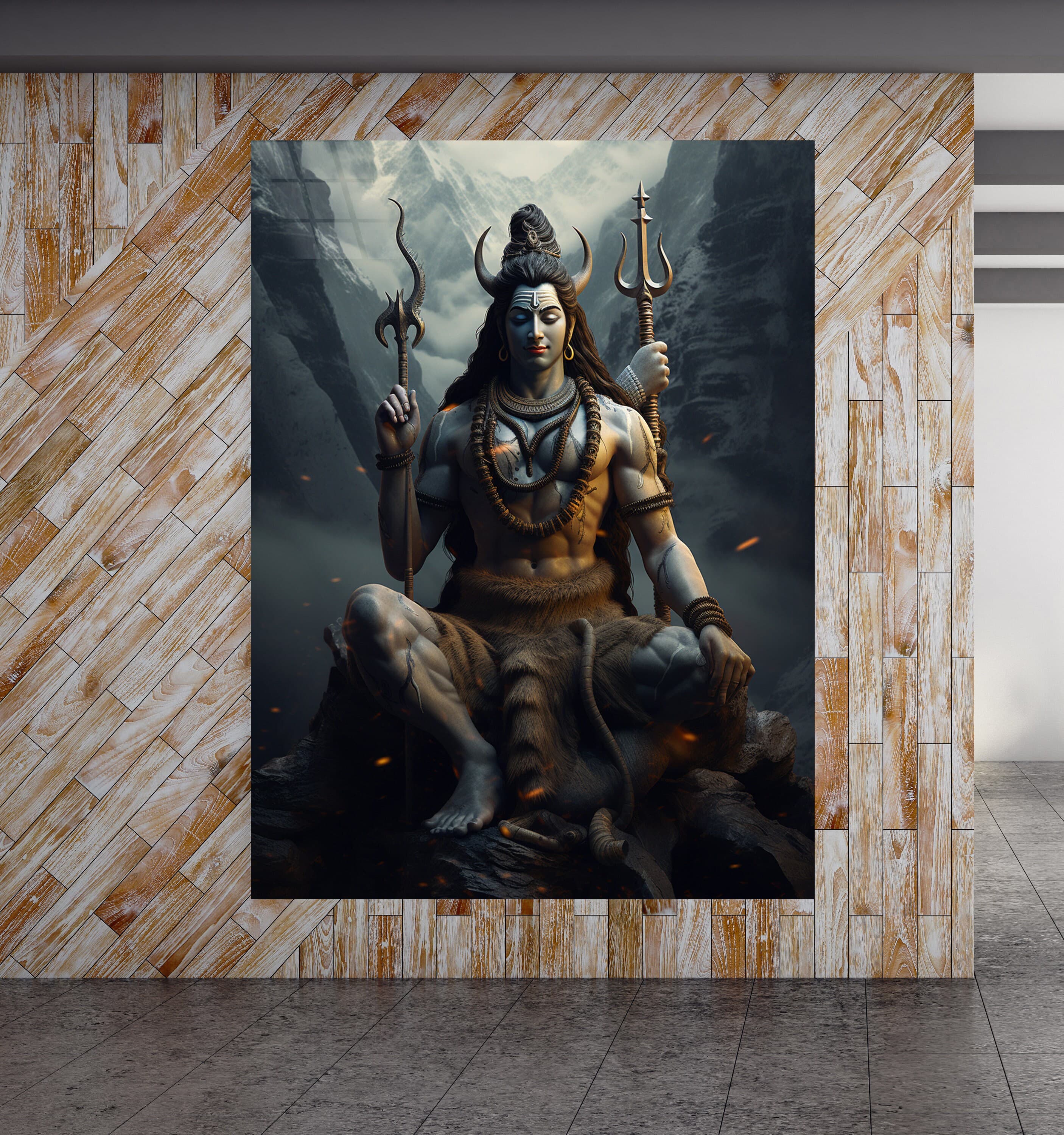God Shiva Wall Art, Indian God Wall Art, Shiva Glass Print, Indian Gods Wall Decor, Home Decor, Wall Art Gift, Wall Art, Livingroom Wall Art - image 3