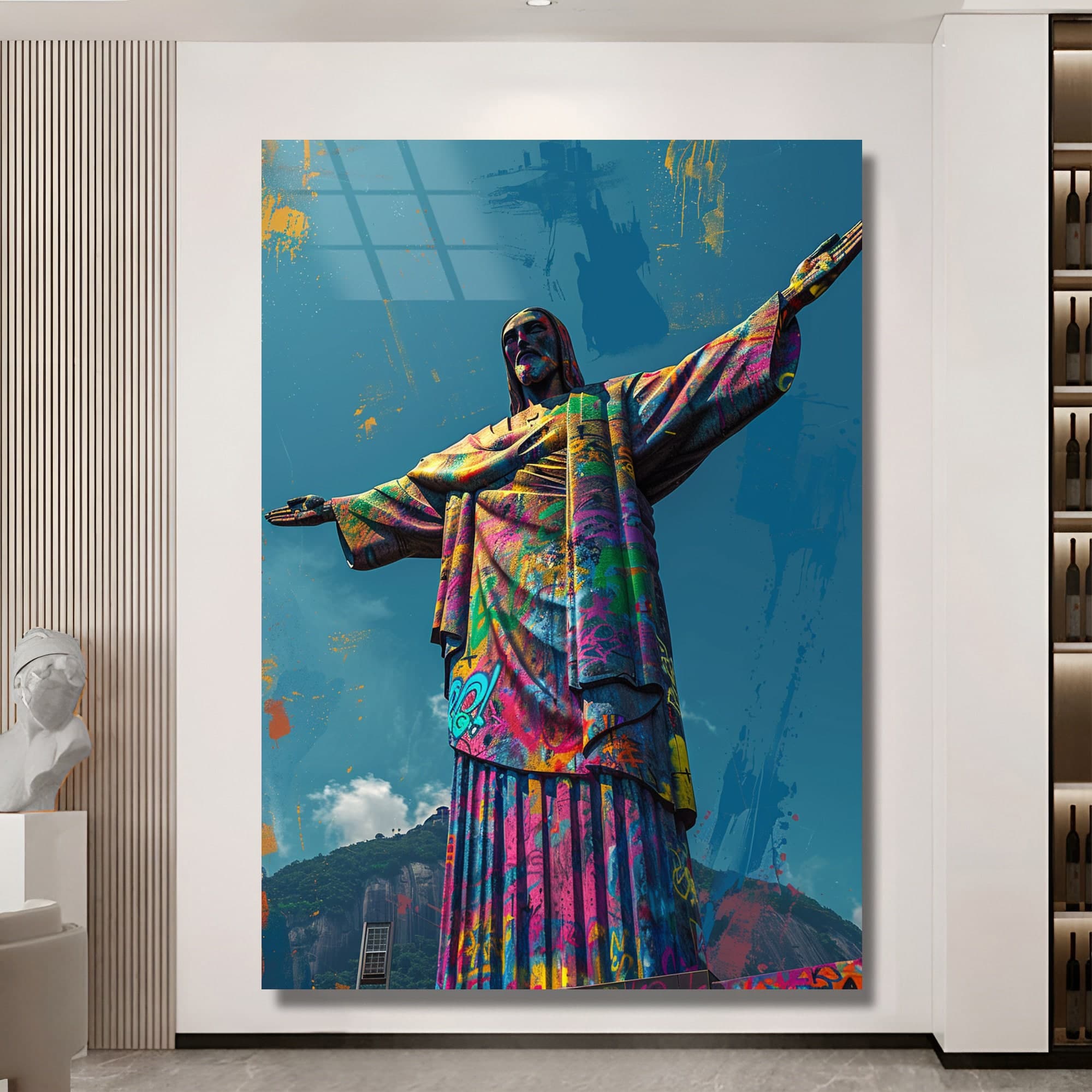 Tempered Glass Wall Art Jesus wall Decoration Christian art glass print extra large art wall hangings ready to hang housewarming gift