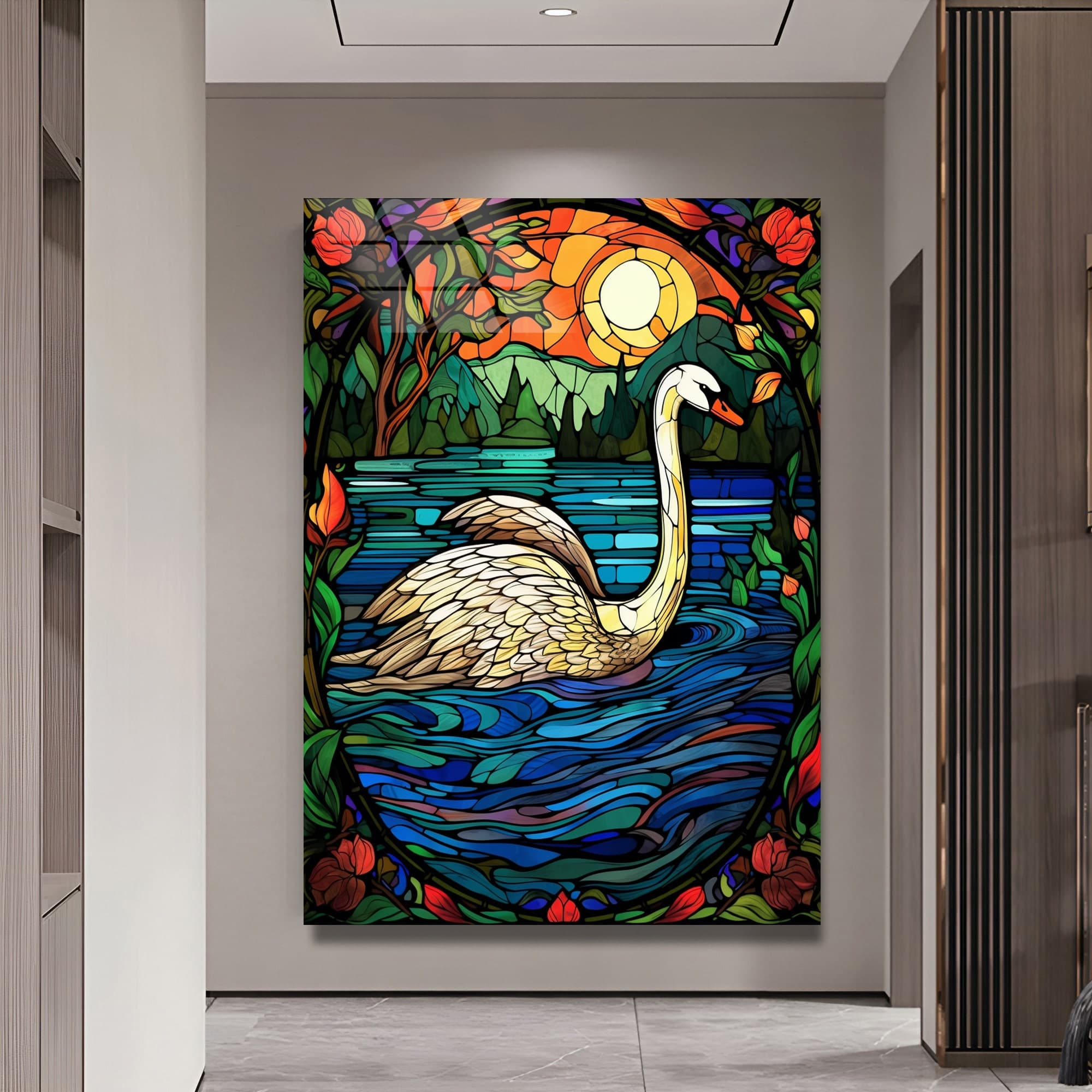 Swan Wall Art, Stained Glass Art, Tempered Wall Art, Wall Hanging, Animal Wall Decor, Luxury Wall Art, Livingroom wall Art Housewarming Gift - image 4
