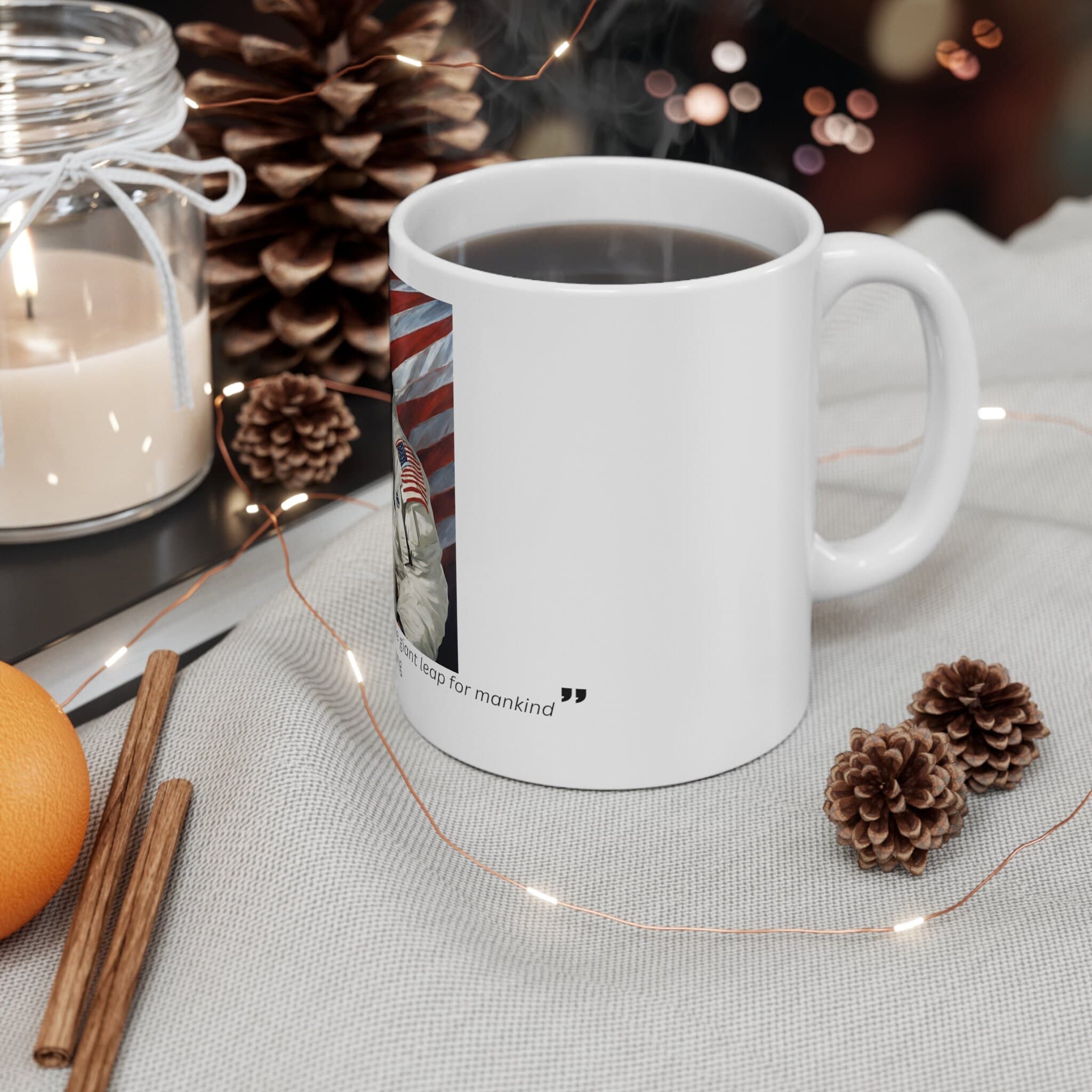 Famous American Quotes | Neil Armstrong | One small step for a man, one giant leap for mankind | Ceramic Mug 11oz - image 3