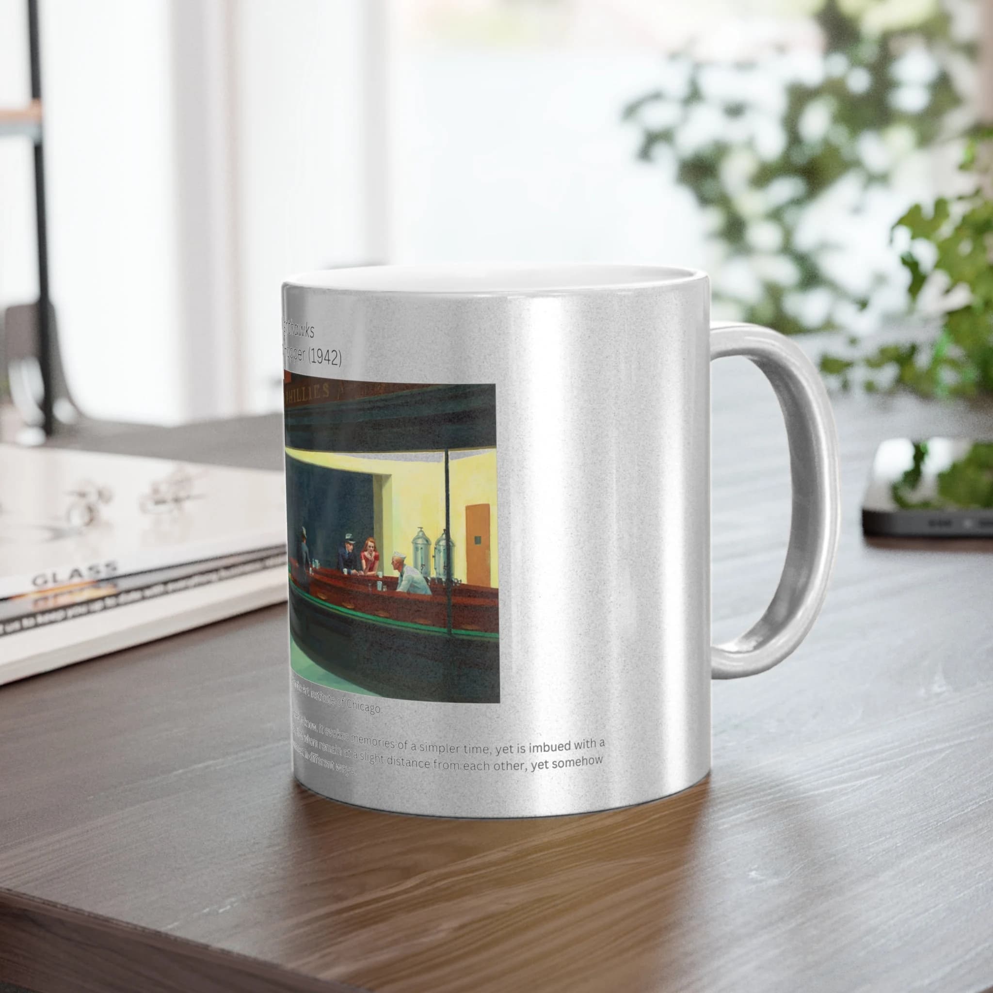 Nighthawks, by Edward Hopper | Celebrate American Art | Metallic Mug (Silver\Gold) - image 5