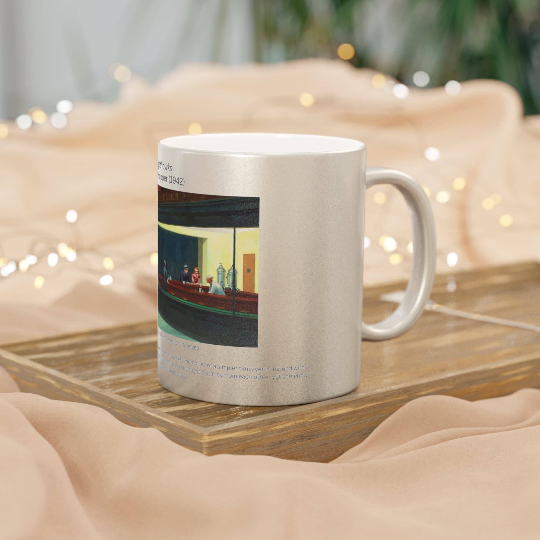 Nighthawks, by Edward Hopper | Celebrate American Art | Metallic Mug (Silver\Gold)