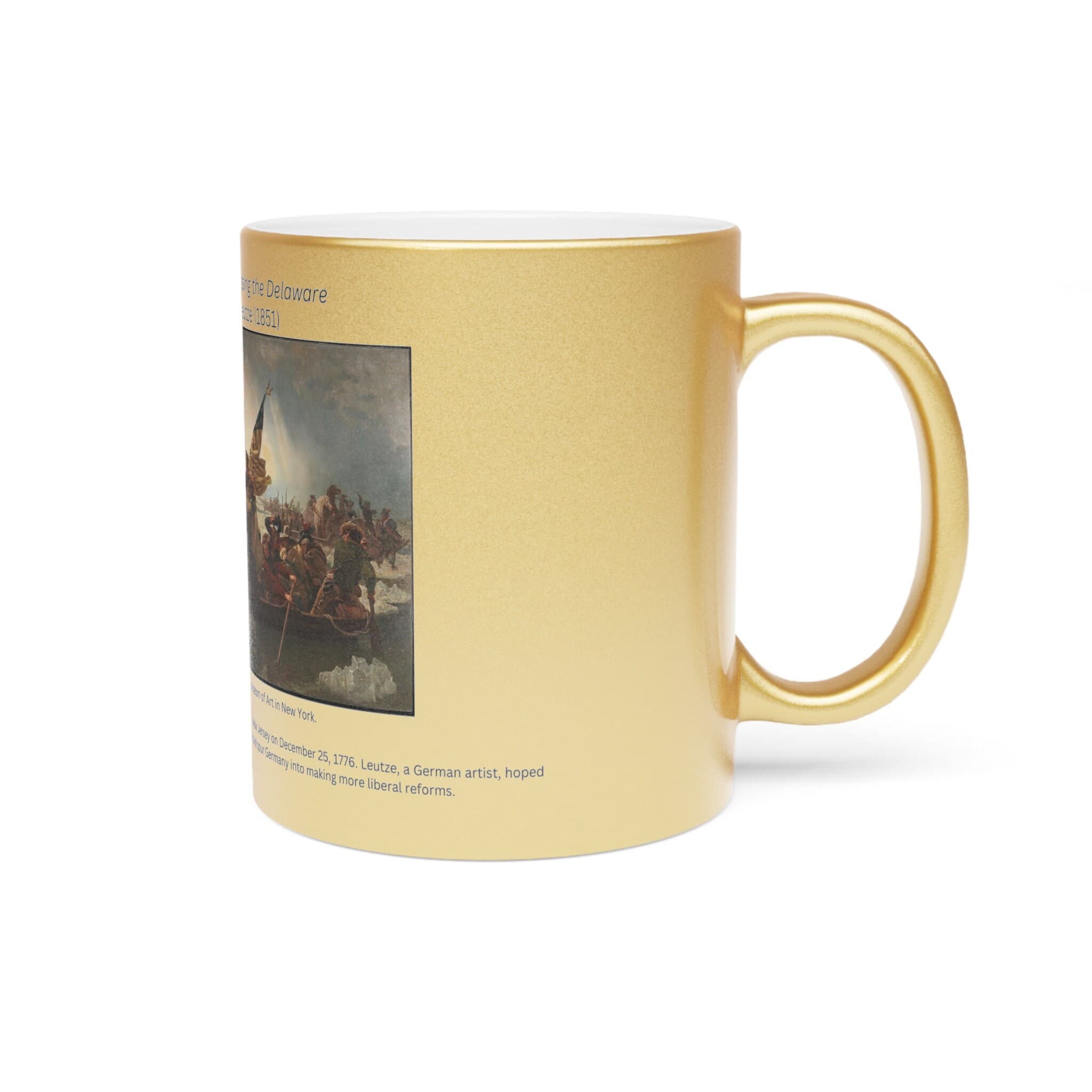 Washington Crossing the Delaware, by Emanuel Leutze | Celebrate American Art | Metallic Mug (Silver\Gold) - image 4