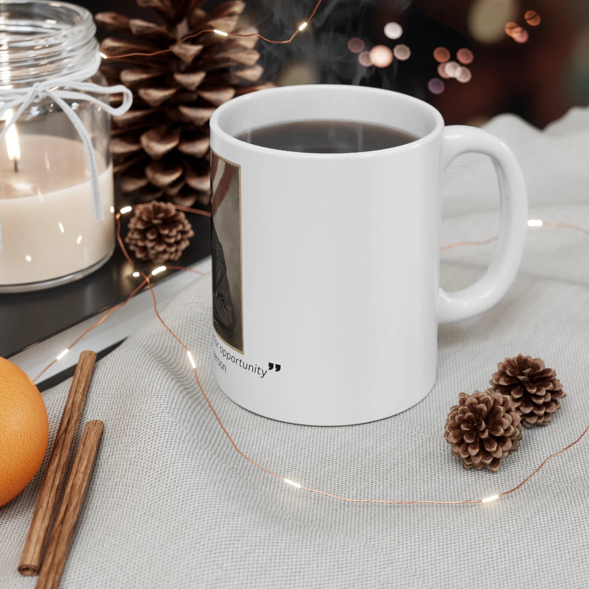Famous American Quotes | Ralph Waldo Emerson | America is another name for Opportunity | Ceramic Mug 11oz - image 3