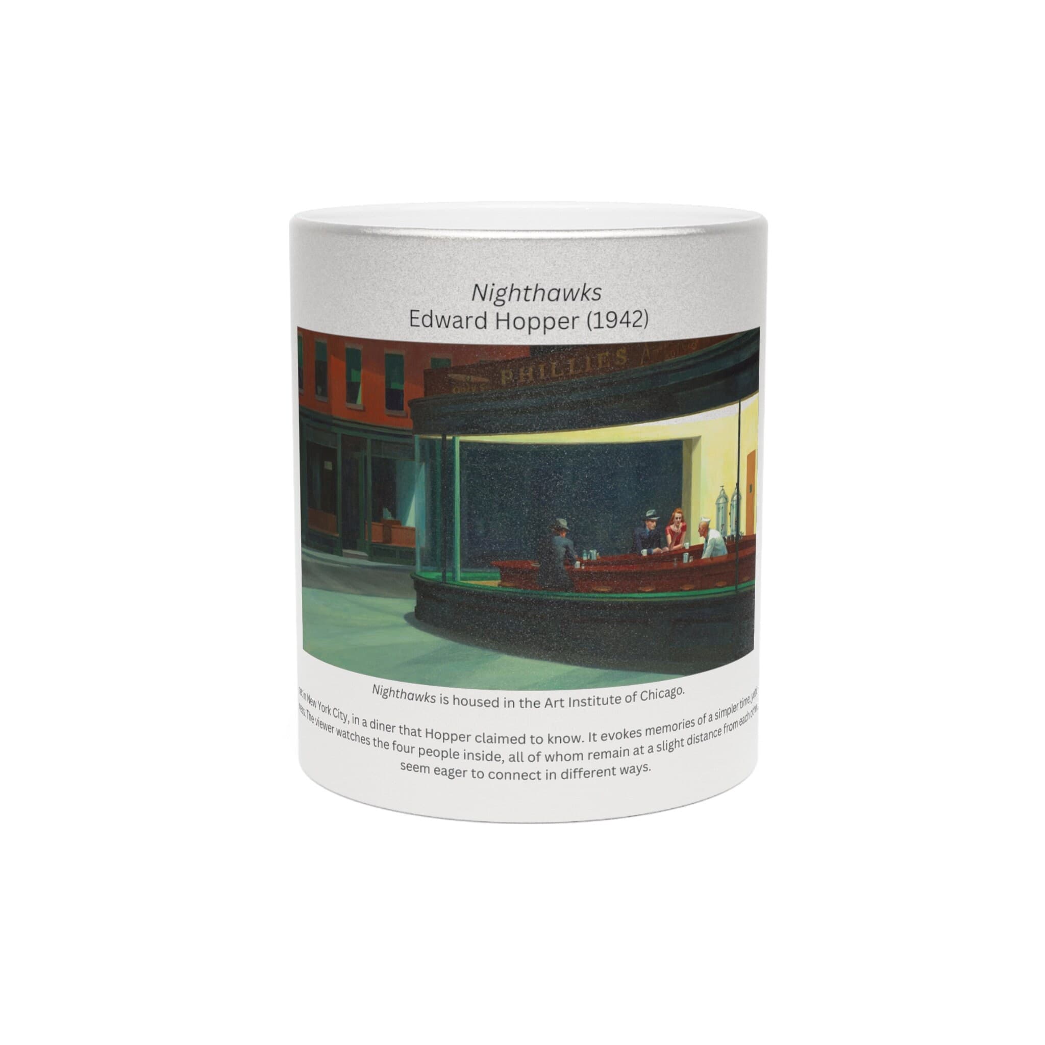 Nighthawks, by Edward Hopper | Celebrate American Art | Metallic Mug (Silver\Gold) - image 3