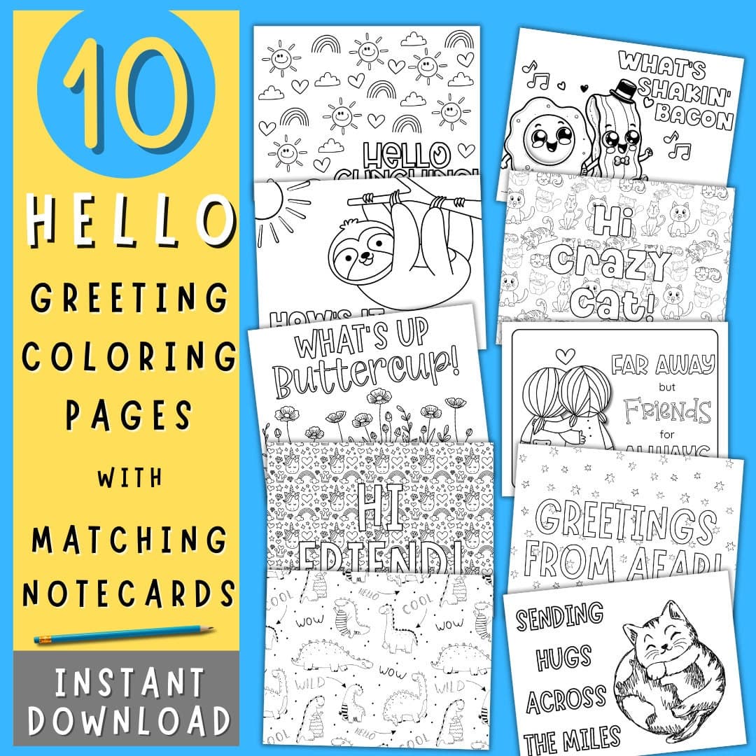 Coloring Page for Kid Pen Pal Happy Mail Handwritten Note Assorted Coloring NoteCard Snail Mail Kit Coloring Page Download Pen Pal Good Note
