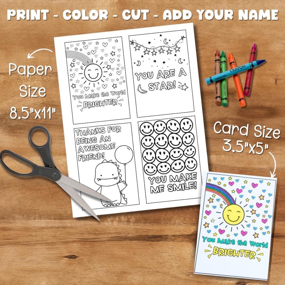 Kindness Printable Coloring Card Page