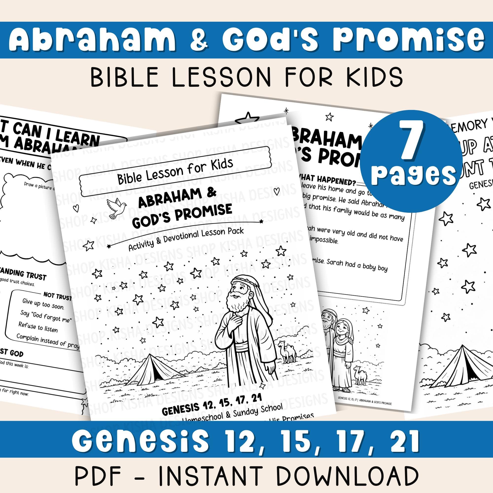 God’s Promise to Abraham Bible Lesson for Kid PDF | Old Testament Genesis Sunday School Church Lesson Plan | Christian Homeschool Printable