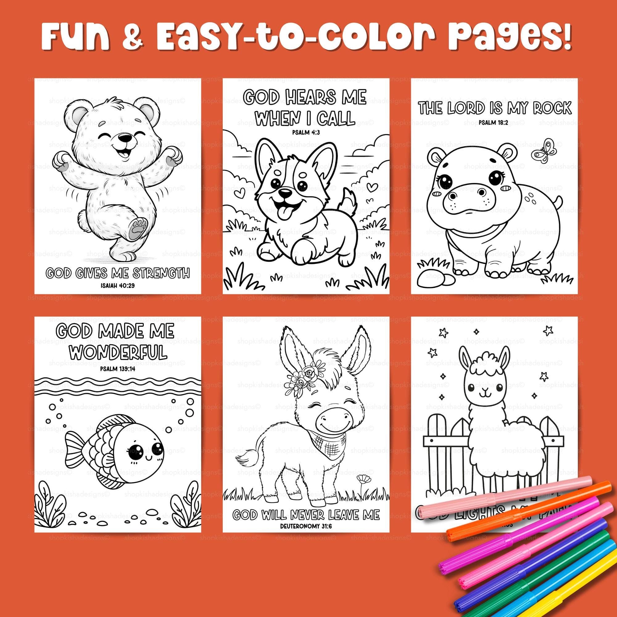Bible verse coloring pages for kids Christian printable activity pack Scripture coloring quiet time Sunday school preschool homeschool.