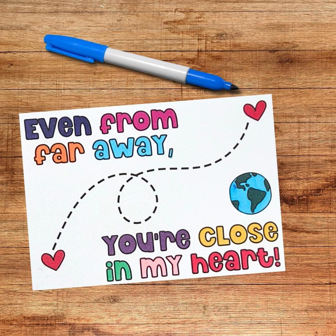 Pen Pal Mail Long Distance Friend stay in touch card to color