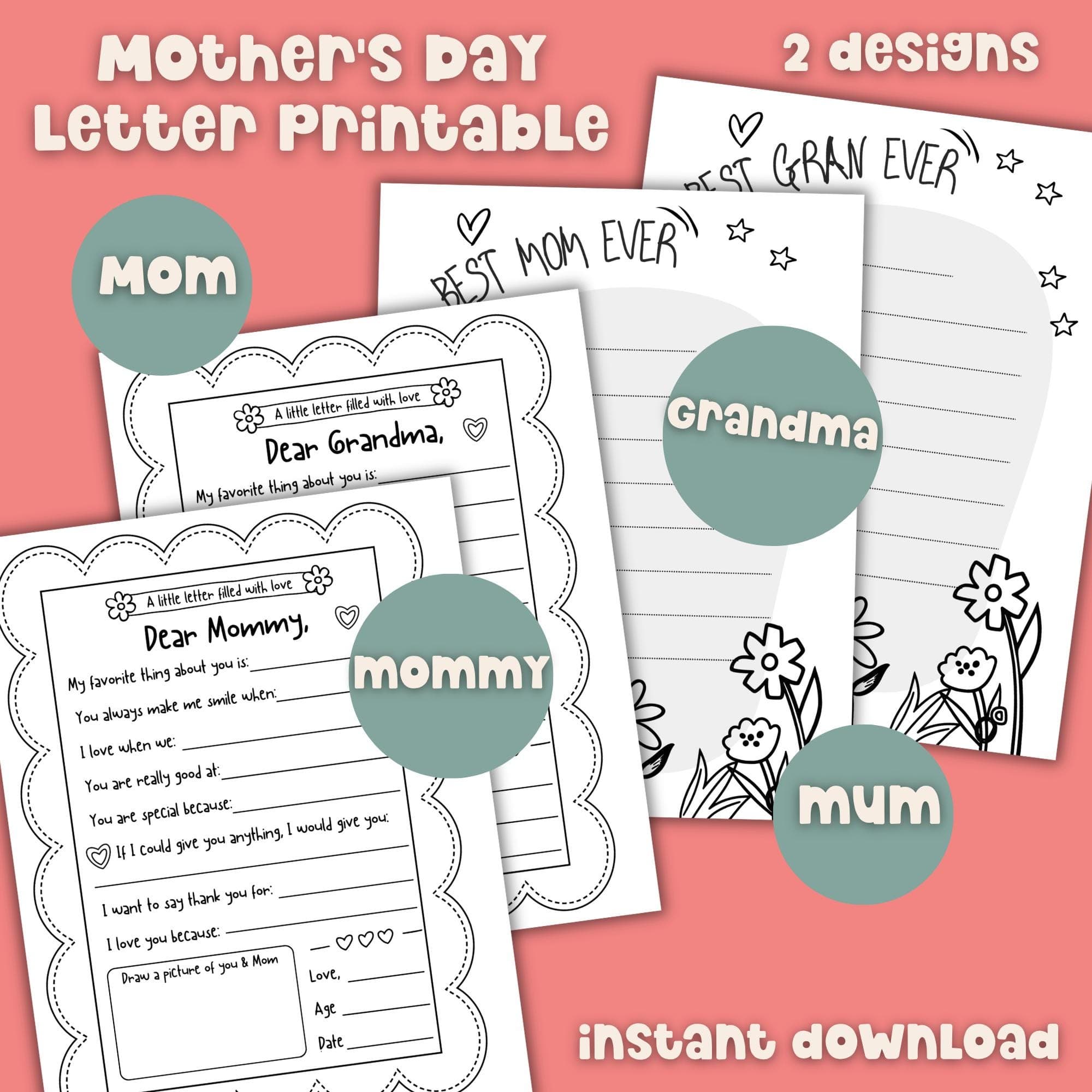Dear Mom Letter Printable Mothers Day Fill in the Blank Coloring Activity All About My Mom Questions Sunday School Craft