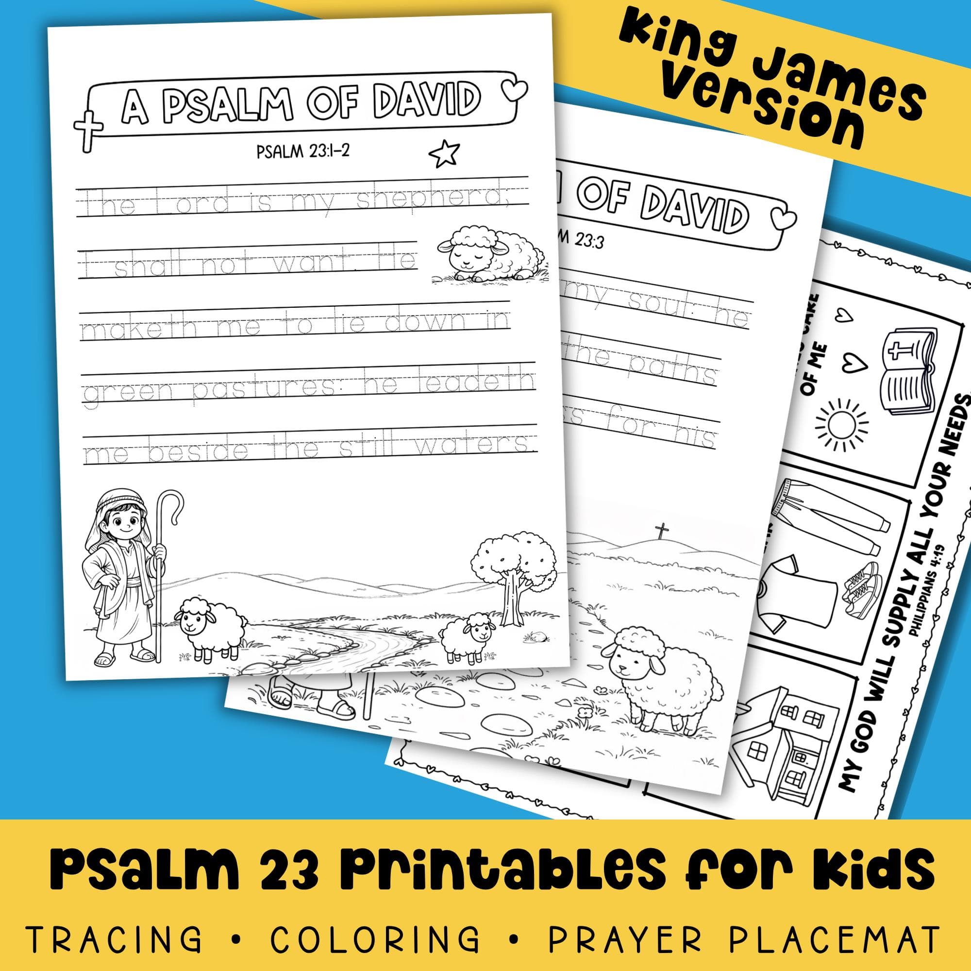 Psalm 23 Printable Lord Is My Shepherd Bible Verse Coloring Bible Tracing Bible Handwriting VBS Coloring Page Quiet Bible Busy Activities