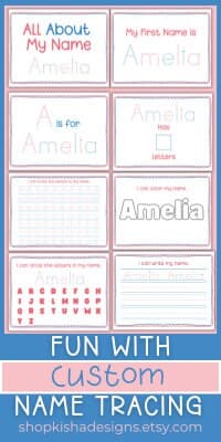 PreK Tracing Worksheet Custom Learn to Write Name Tracing Handwriting Practice Letter Tracing Busy Book Learning Binder Custom Tracing Sheet - image 2