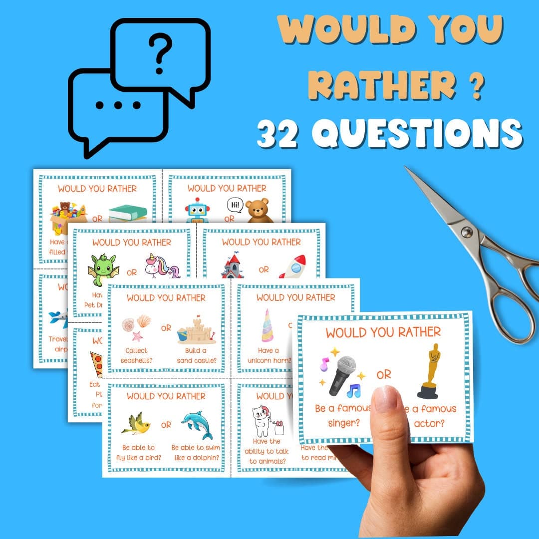 Would You Rather Kid Activity Travel Game Question Card Summer Travel Activity Roadtrip Game Kid Trivia Airplane Game Icebreaker Question - image 3