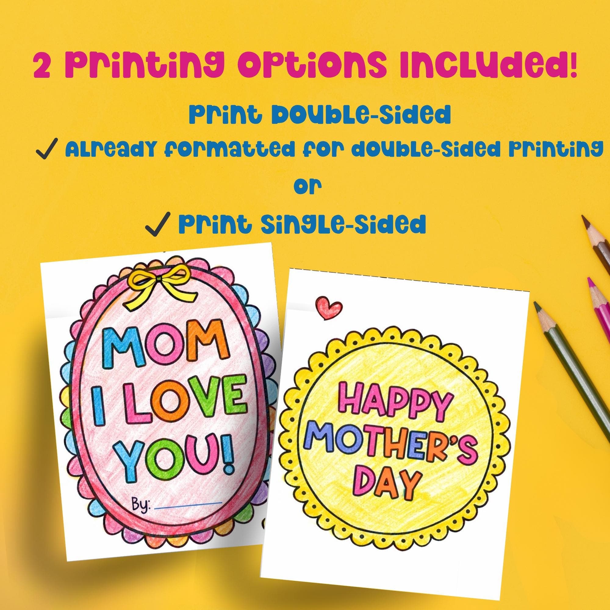 Instant download Mother's Day printable coloring book for kids easy last minute mom gift idea and fun DIY craft activity.