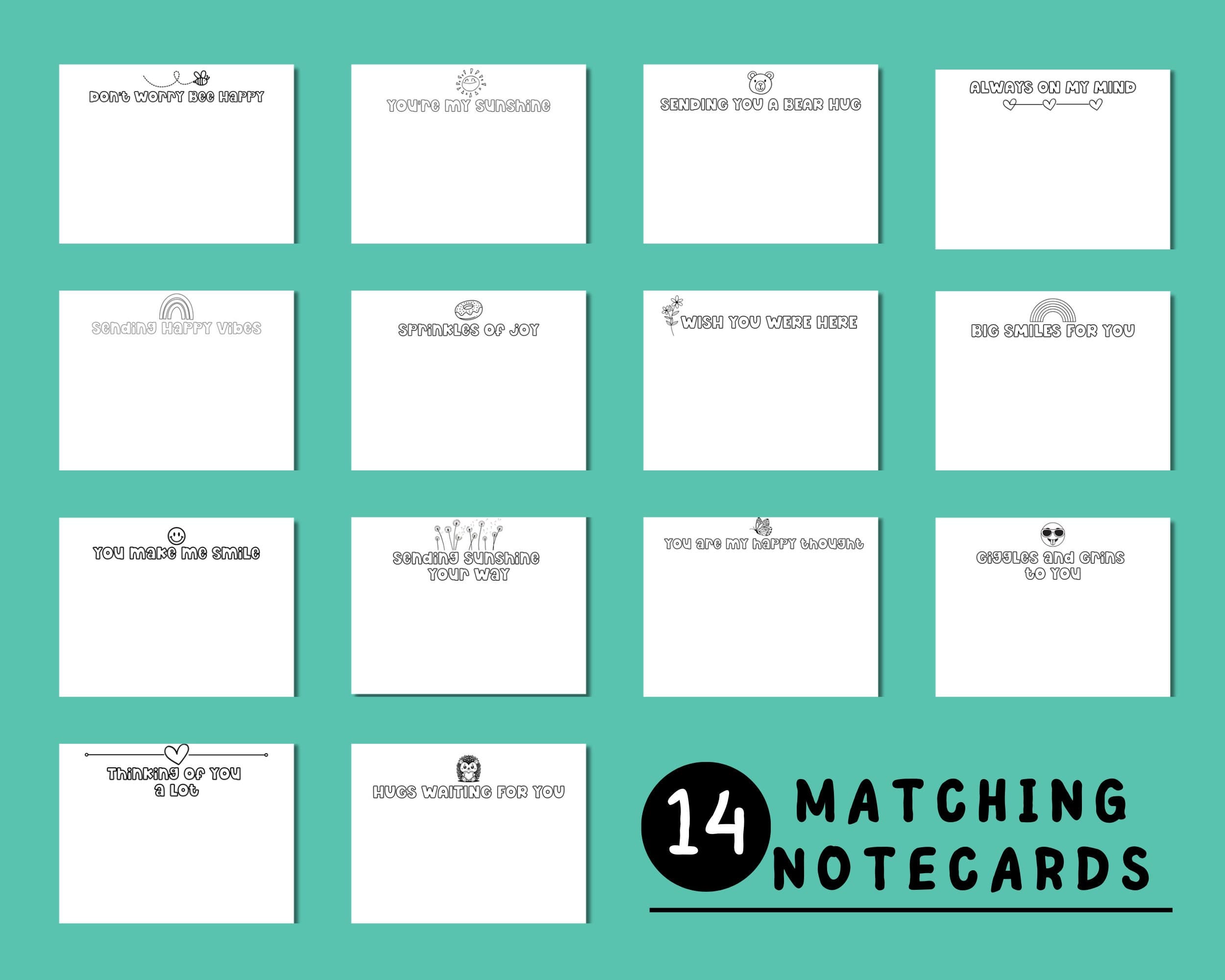 Thinking of you coloring pages printable kid notecard pack for Happy Mail Coloring Page to Color Own Encouragement Card to Gift - image 5