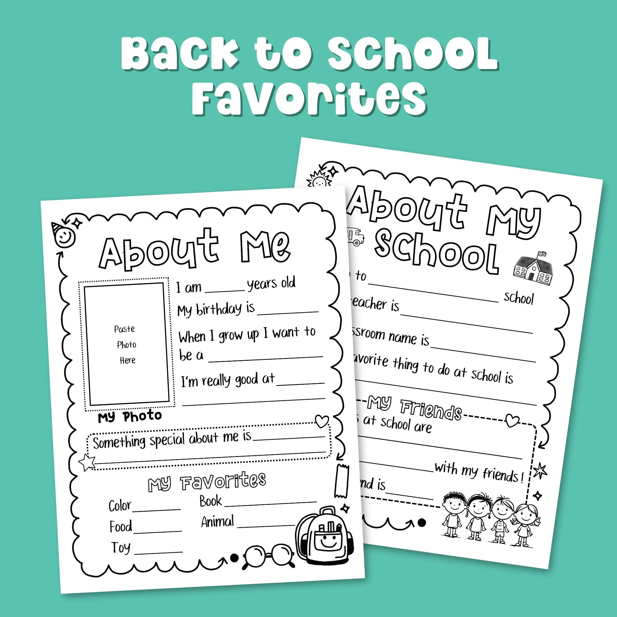 Editable School Years Book for PreK and Kindergarten kids. Includes fun memory prompts, teacher messages, and spaces for artwork and photos.