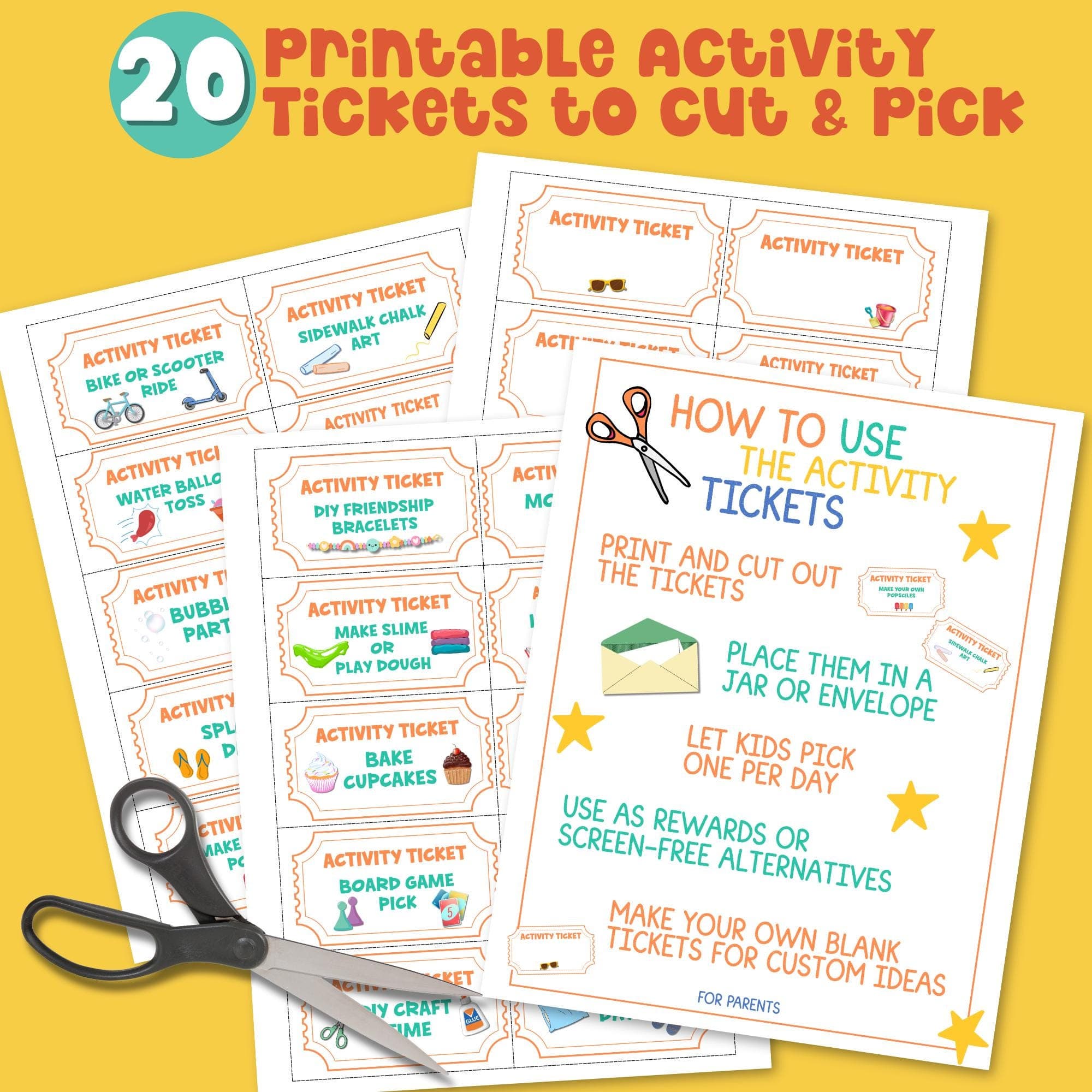 Summer Activity Ticket for kids to complete over the summer