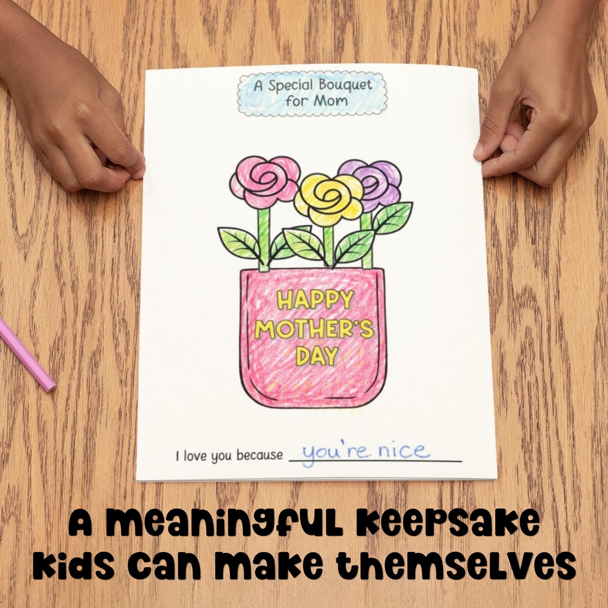 Meaningful Mother’s Day gift kids can make printable Christian craft flower bouquet activity for mom.