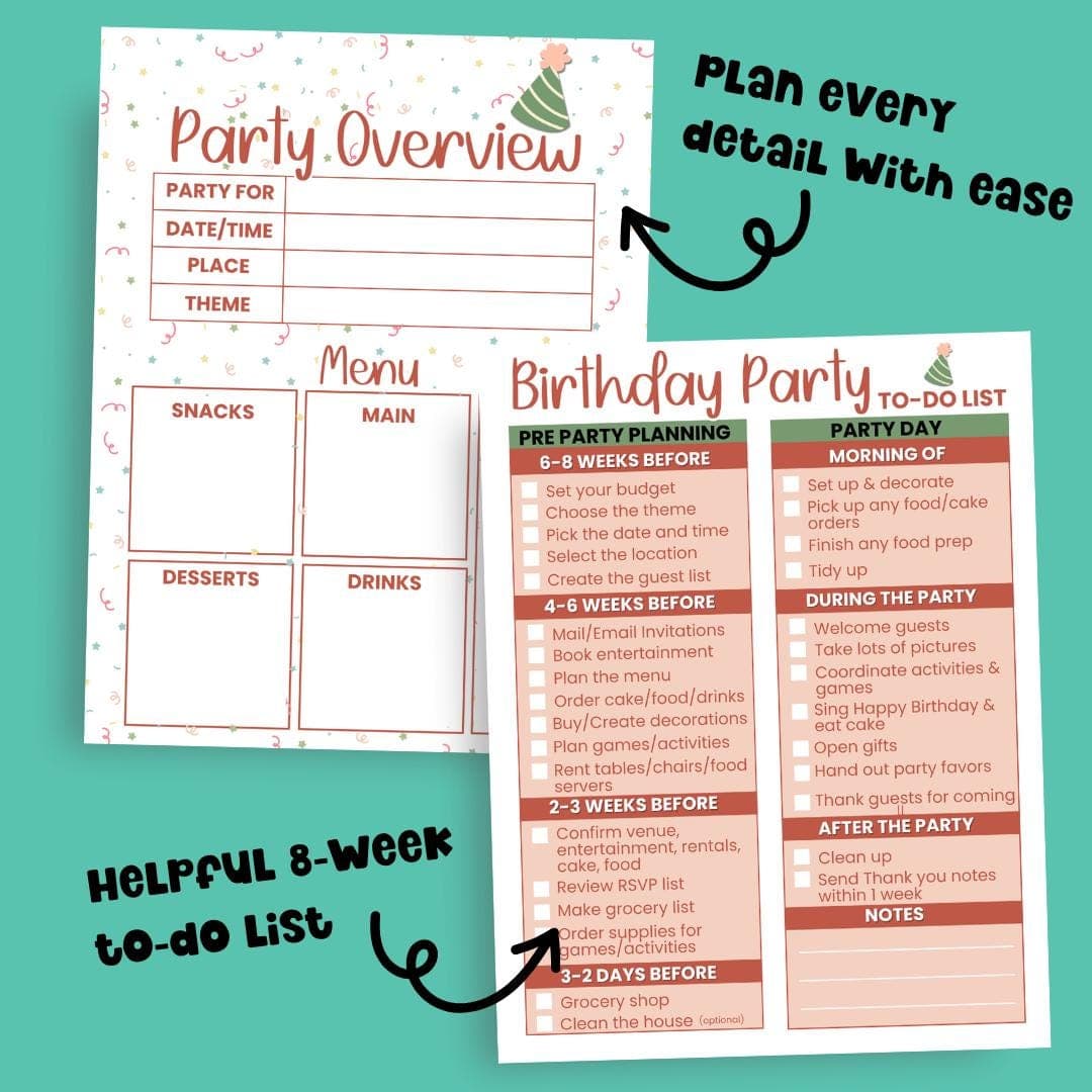 Birthday Party Planning Guide To Do Checklist