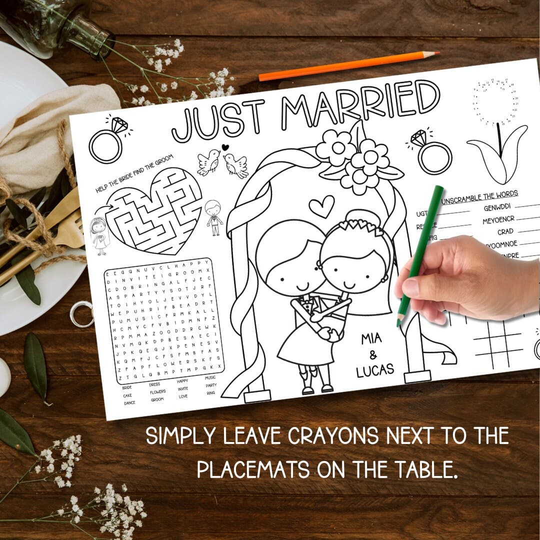 Kid Activity Wedding Puzzle Place Mat