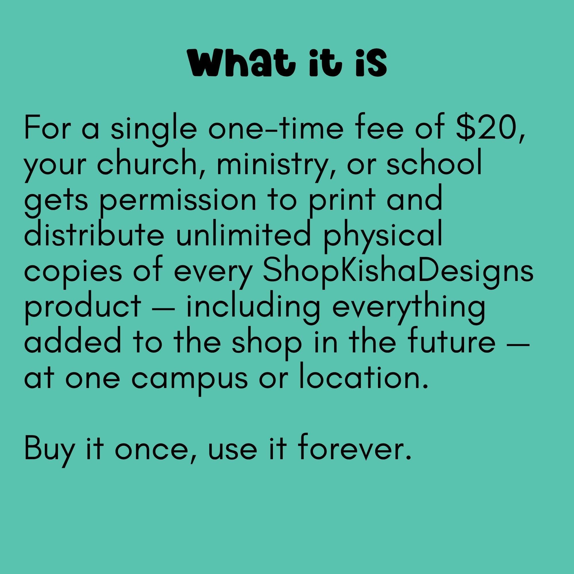Church & School License | Extended Printing License | Sunday School Ministry License | Unlimited Use | All ShopKishaDesigns Products - image 3
