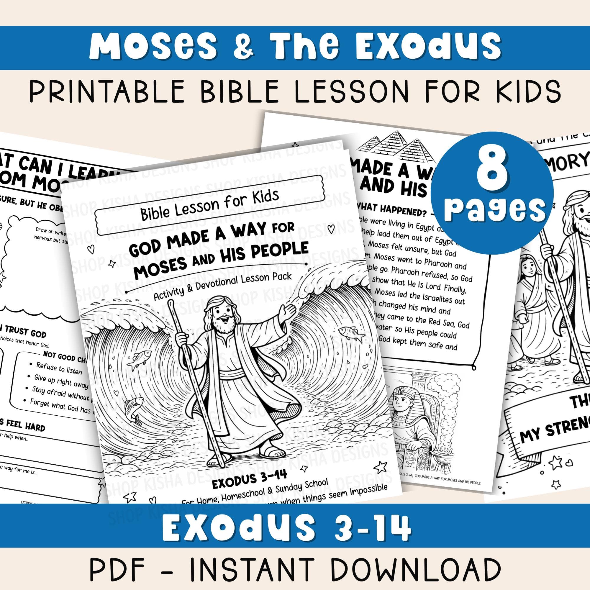 Moses Bible Printable Exodus Bible Study Printables Sunday School Lesson Homeschool Activity Moses Parts the Red Sea Bible Verse Coloring