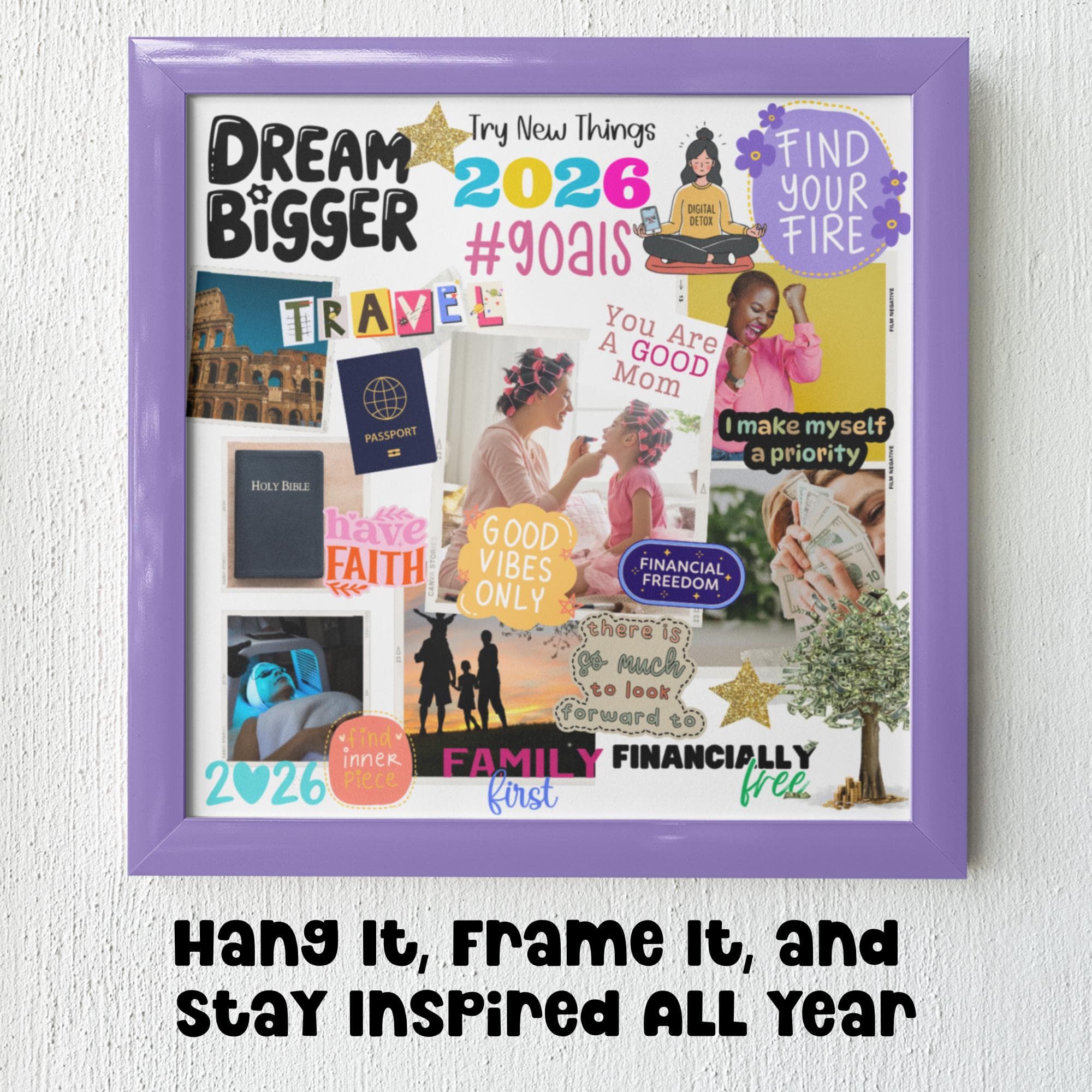 2026 Vision Board Printable Goal Planning New Year Activity Positive Quotes Motivational Words Law of Attraction Journaling Printable - image 2
