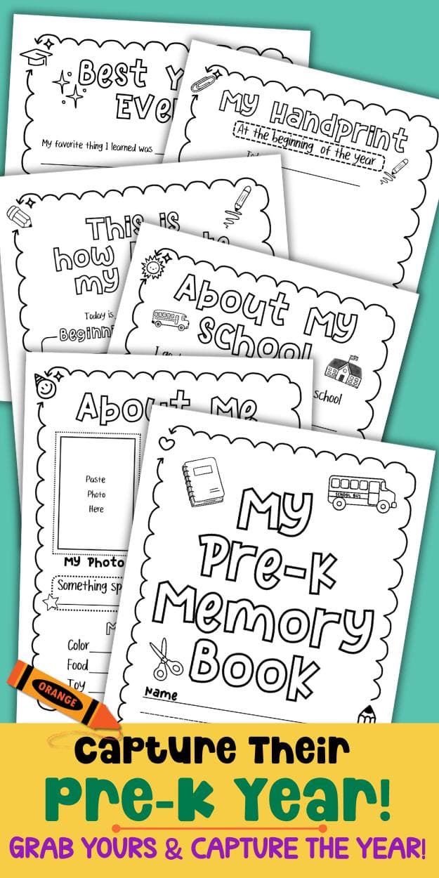 PreK Class Memory Book First Day of School Handprint Homeschool Gift Idea End of Year Digital Download PreK First Day Name Writing Activity - image 3