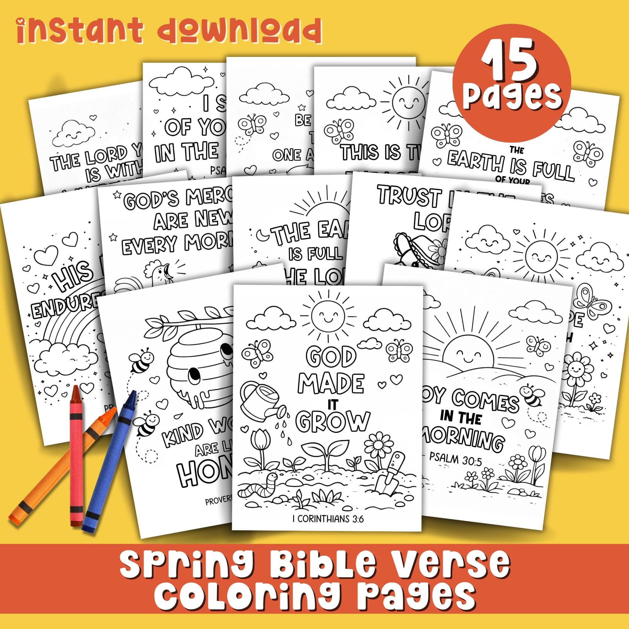 Bible Verse Coloring Pages for Kids Christian Printable Faith Based Coloring Sunday School Quiet Activity
