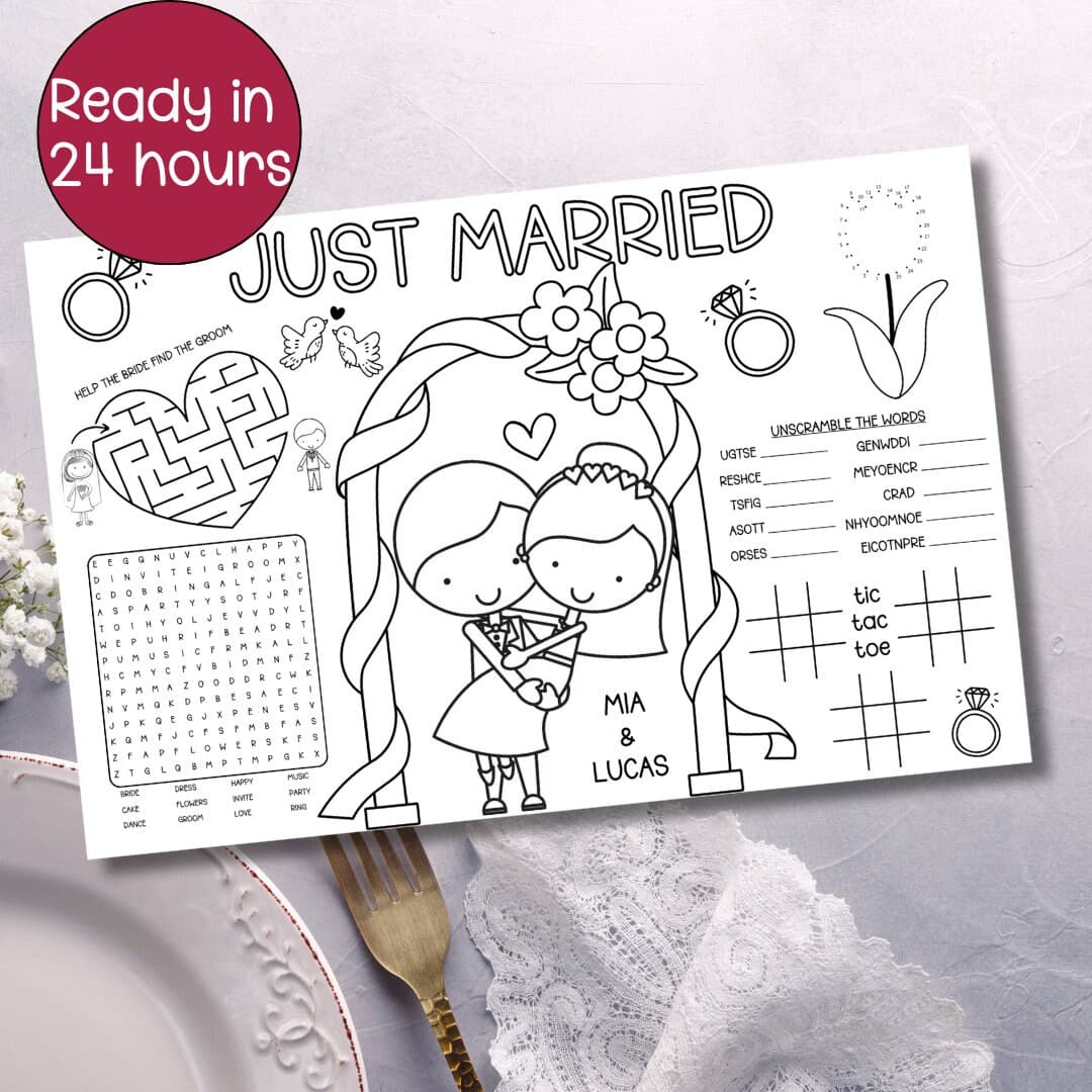 Coloring Placemat Wedding Reception