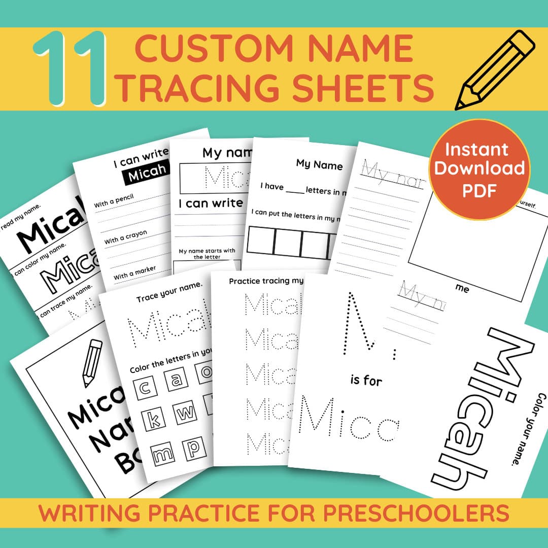 Preschool Name Tracing Sheet Custom Handwriting Practice Sheet Toddler Busy Book Learning Binder Homeschool Printable Learn to Write Name