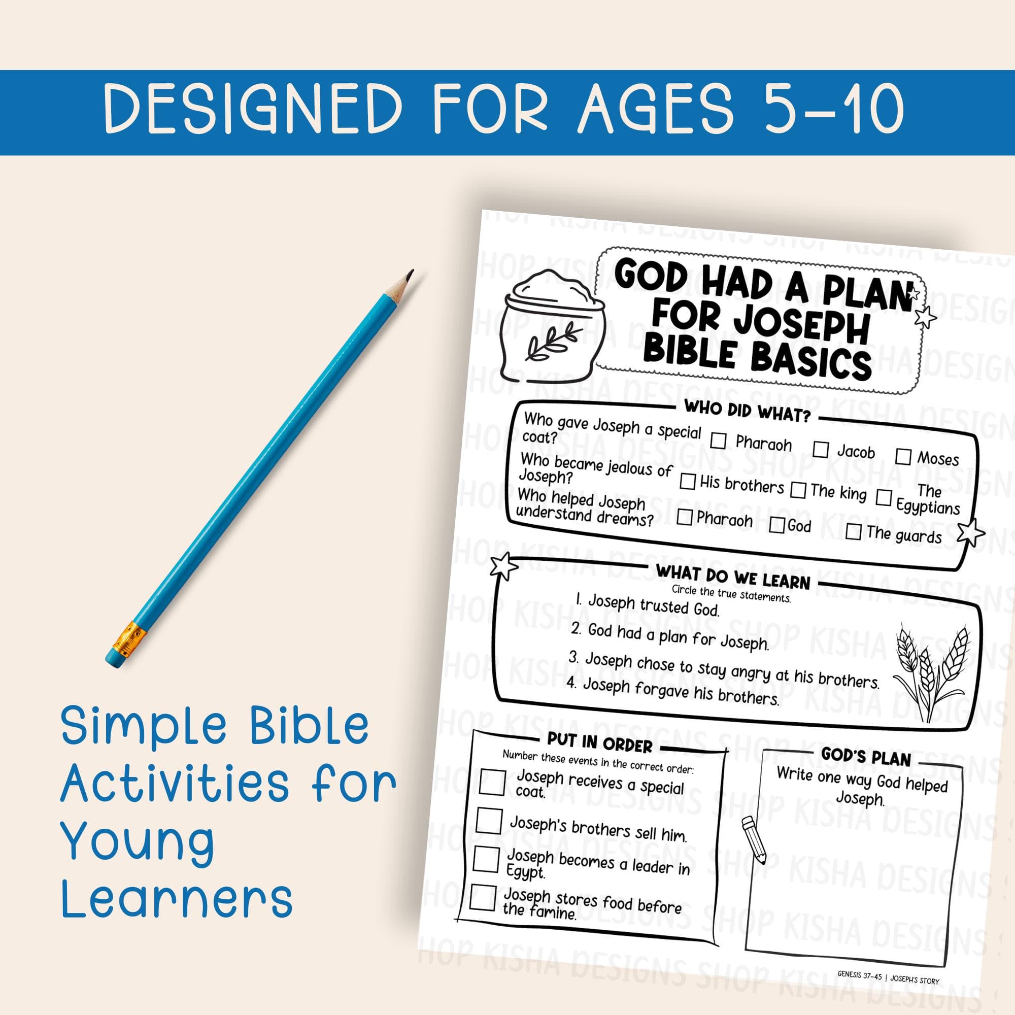 Joseph Bible Lesson for Kids Printable Old Testament Story of Joseph Activity Christian Homeschool Sunday School Scripture Study PDF - image 5