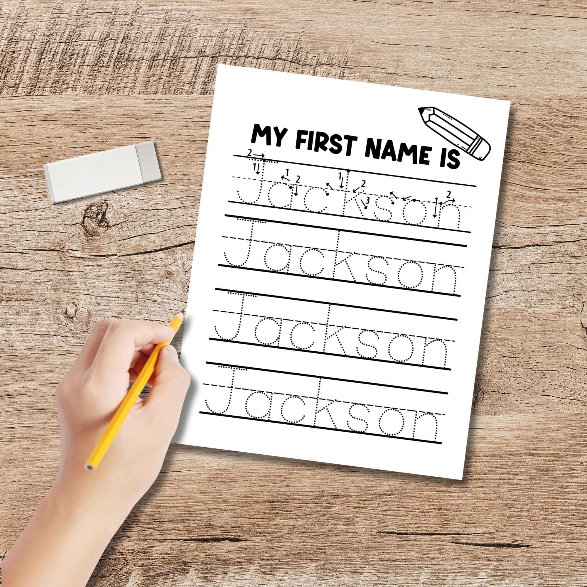 Personalized Name Tracing Printable – Alphabet and Name Handwriting Practice Pages for Preschool Busy Book – 10 Page Set.