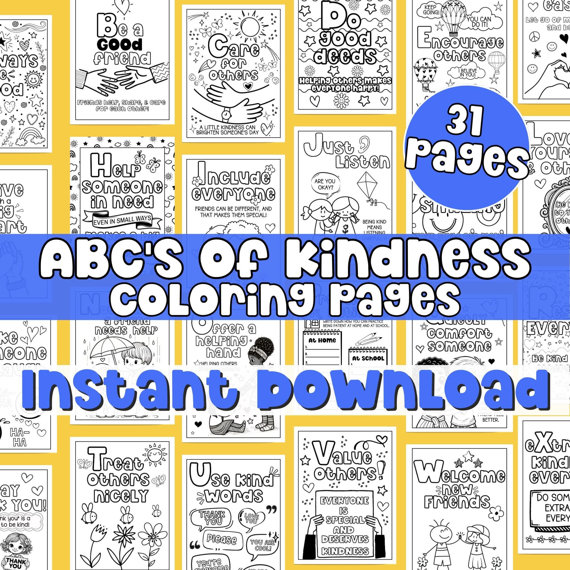 Spread Kindness Printable Friendship Book Gratitude for Kid Mindfulness Exercise Homeschool Guide Kindness Activity Bundle Friend Coloring