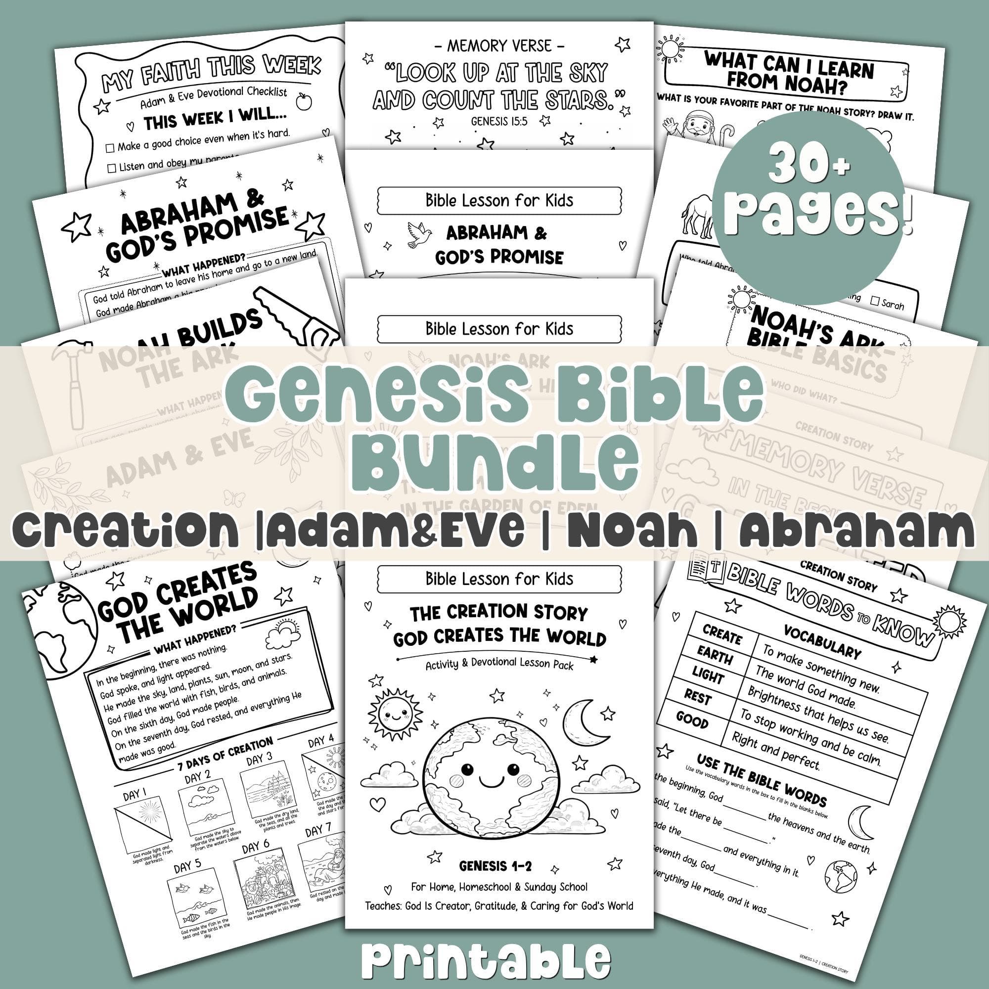 Genesis Bible Lesson for Kids Printable Bible Study Guide Sunday School Activity Bible Busy Book Bible Verse Coloring Lesson Plan PDF