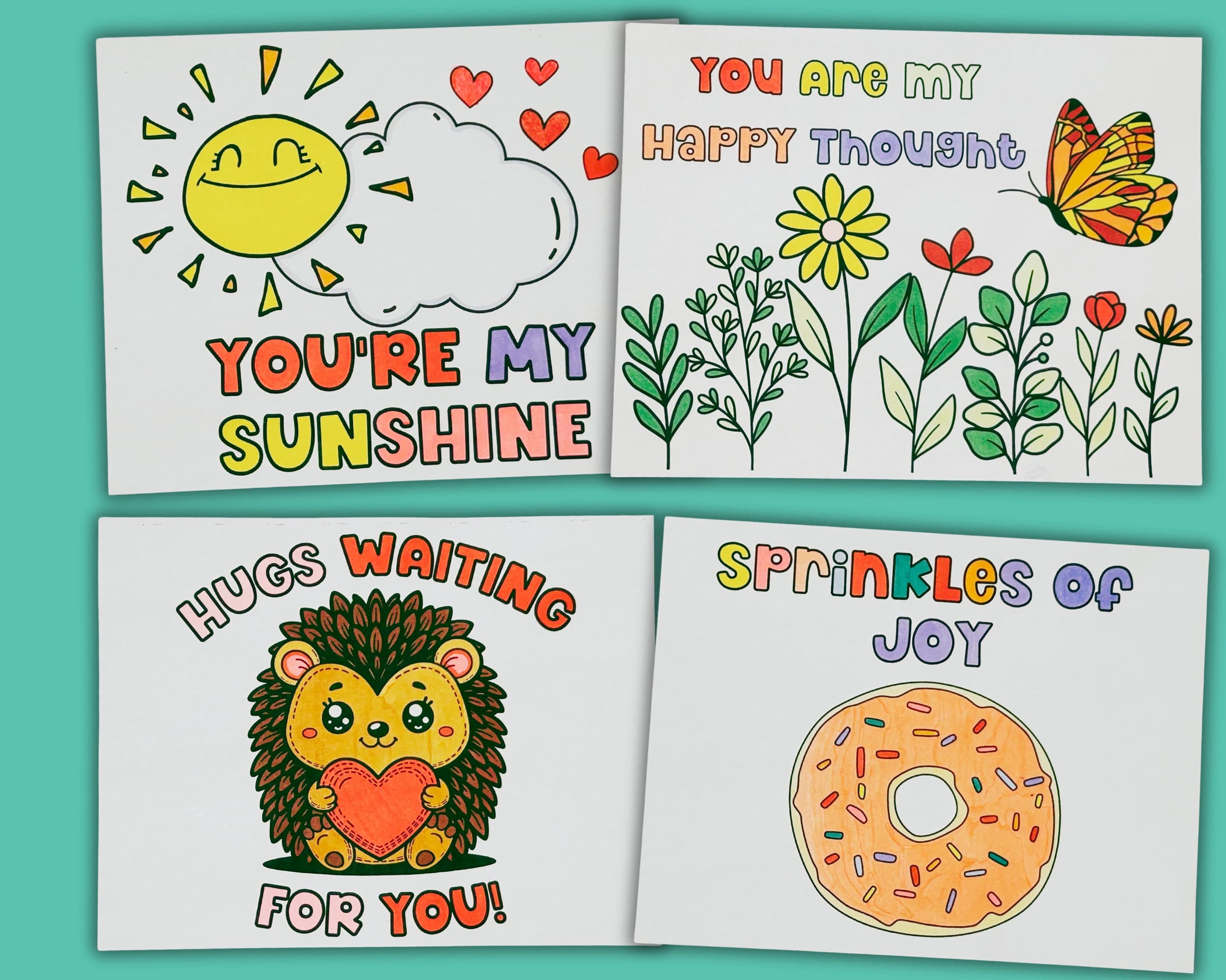 Thinking of you coloring pages printable kid notecard pack for Happy Mail Coloring Page to Color Own Encouragement Card to Gift - image 4