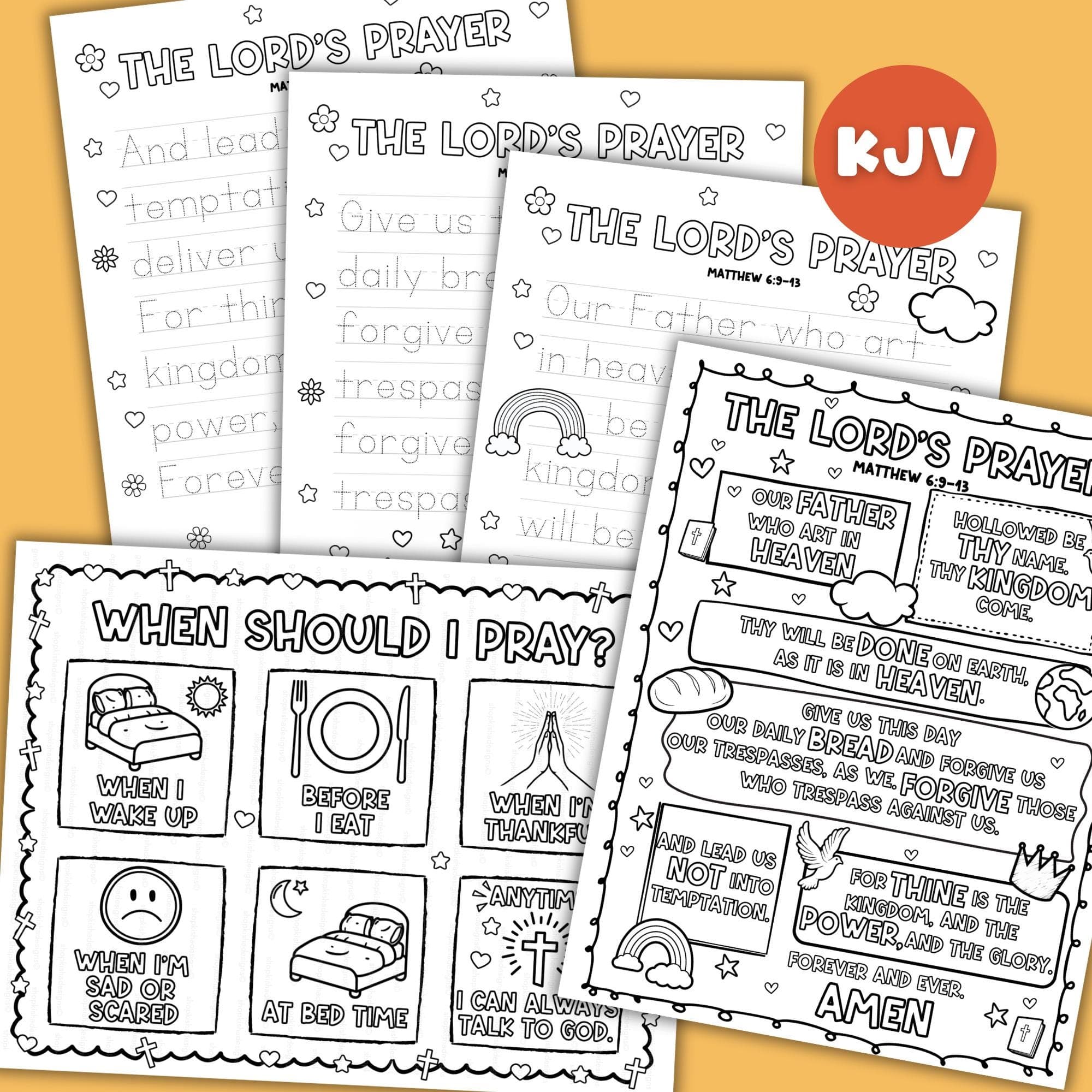 Lords Prayer Bible Verse Coloring Page Tracing Worksheet Kid Prayer Writing Practice Christian Activity Sheet Sunday School Bible Printable