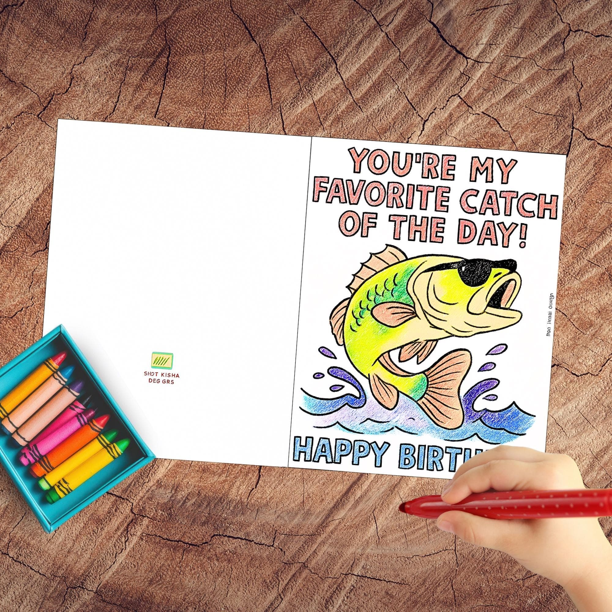 Happy Birthday Daddy Card Printable Fishing Dad Coloring Handmade Greatest Dad Easy Gift Coloring Page Fishing Greeting Card DiY Activity - image 4