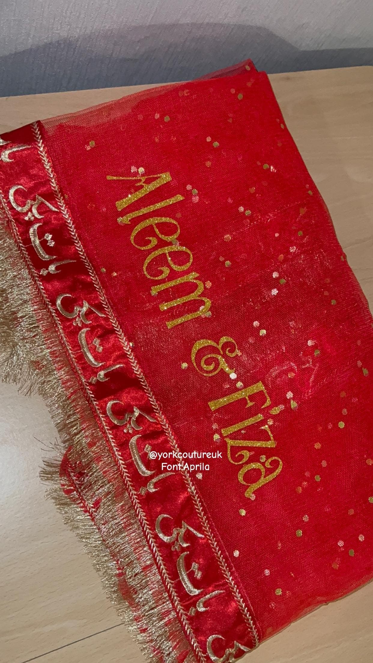 Baat pakki Red dupatta scarf veil Wedding dupatta Shaadi Engagement Bridal to be Dupatta for Entrance and Rukhsati - image 5