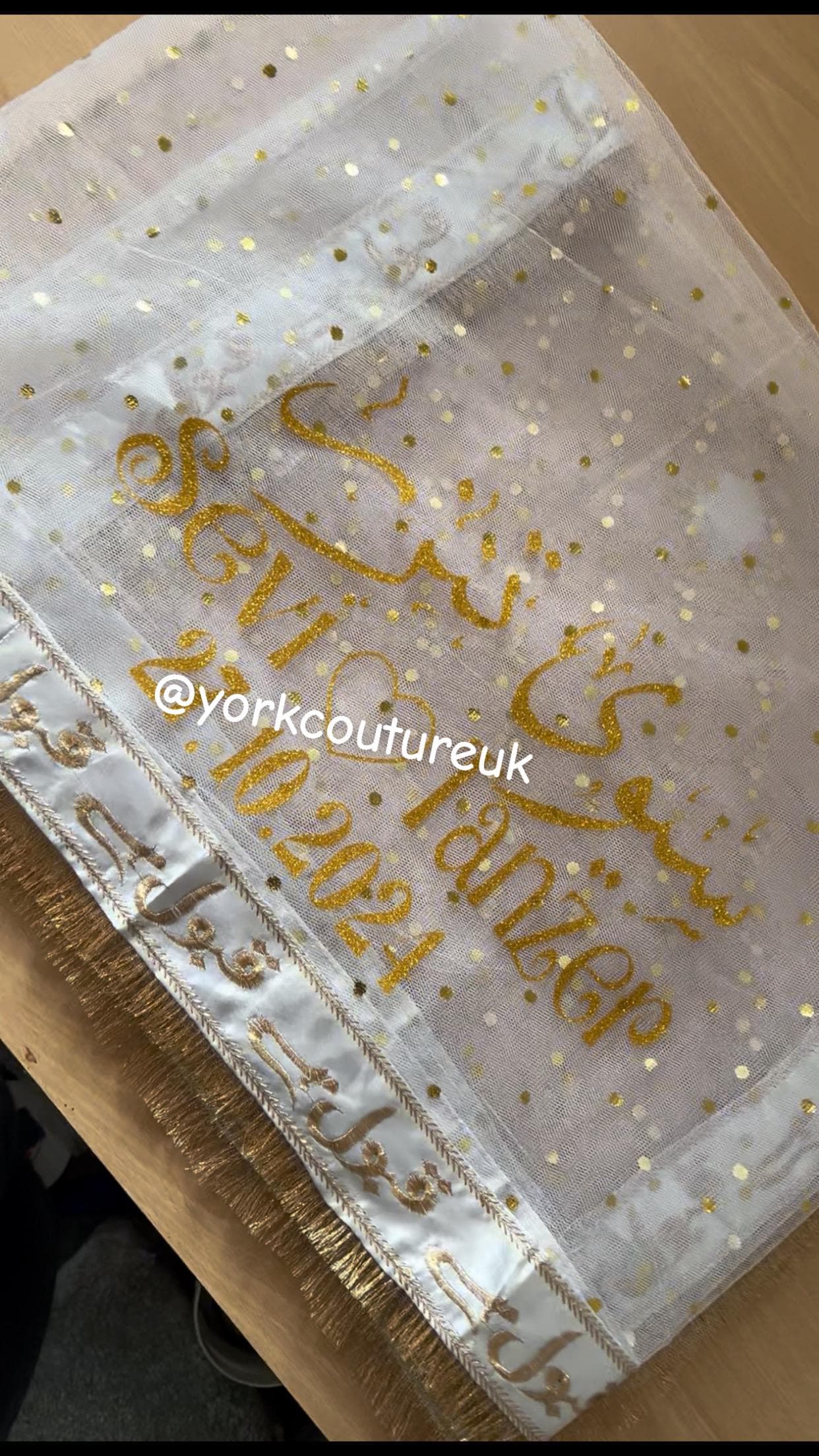 Personalised Bridal veil Qabool hai dupatta  Border Kiran Lace Bridal Dupatta for Entrance Rukhsati and Shaadi Dulhan veil Wedding