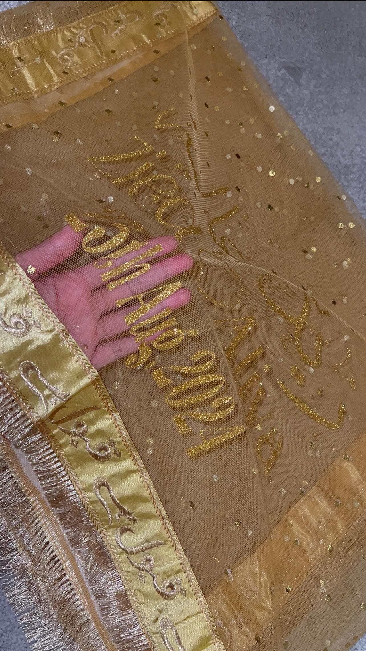 Personalised Gold Qabool hai Nikkah Dupatta soft Net Bridal veil for Entrance Rukhsati and Shaadi Dulhan veil Wedding - image 5