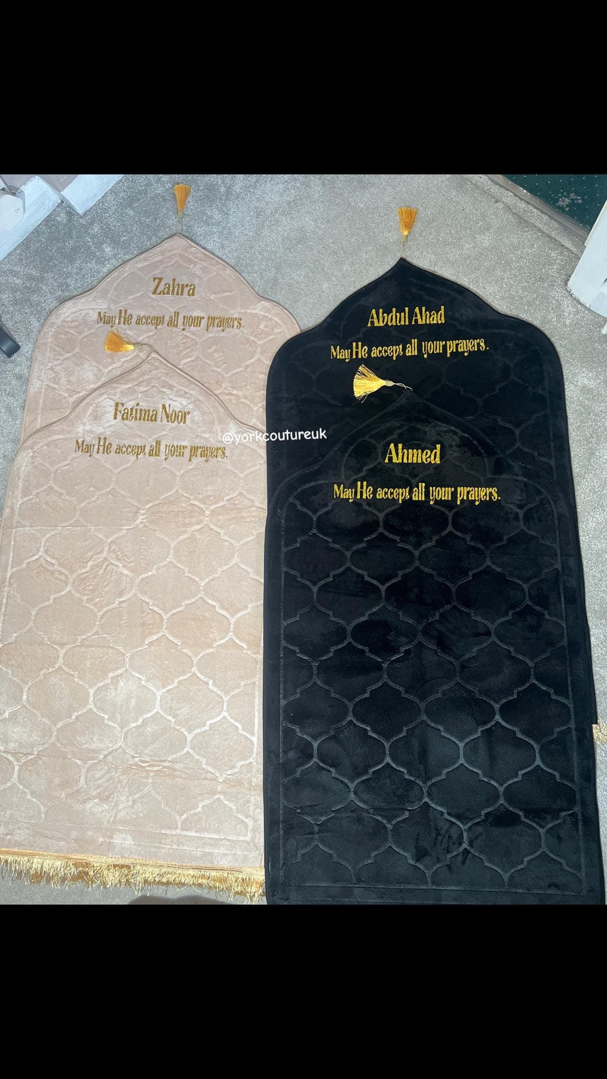 Personalized Padded Prayer Mat with name and dua Islamic Wedding Gift, Best Friend Gift, Nikkah Gift, Anniversary Gift for Muslim Prayer
