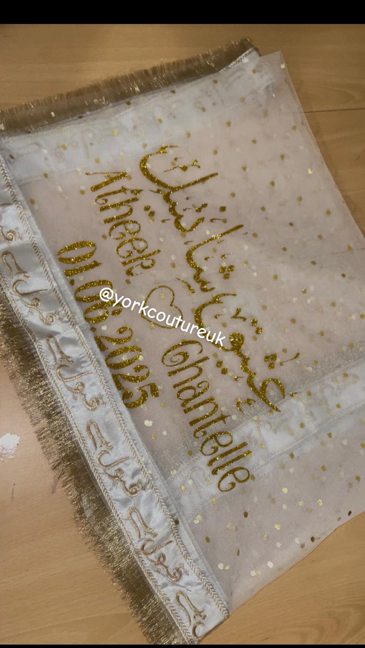 Personalised Bridal veil Qabool hai dupatta  Border Kiran Lace Bridal Dupatta for Entrance Rukhsati and Shaadi Dulhan veil Wedding - image 3