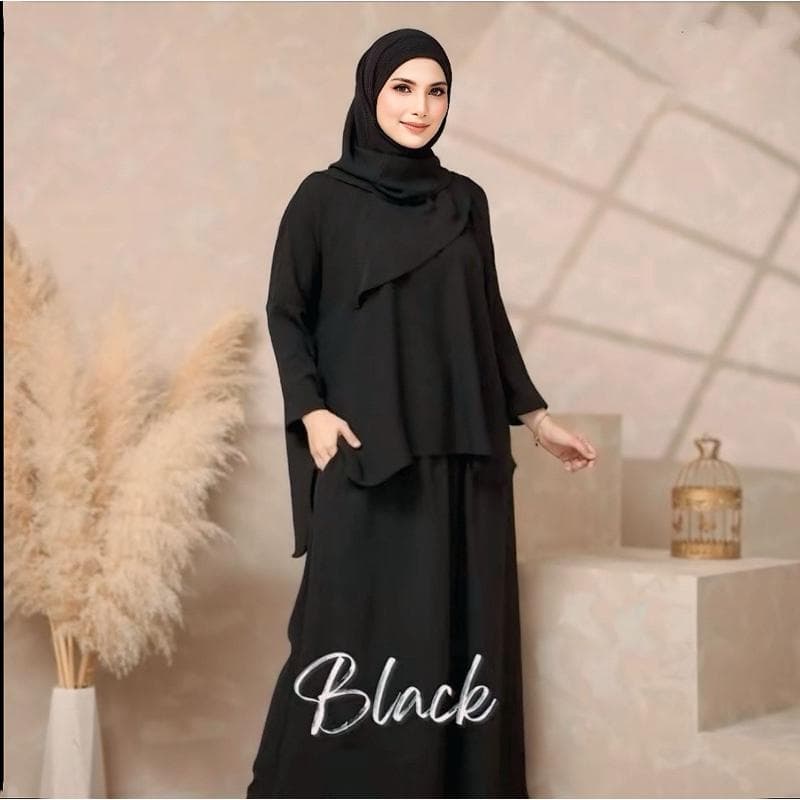 3-Piece AFIYAH SET Outfit – Blouse, Maxi Skirt & Ironless Hijab Sizes S–8XL Cey Fabric - image 3